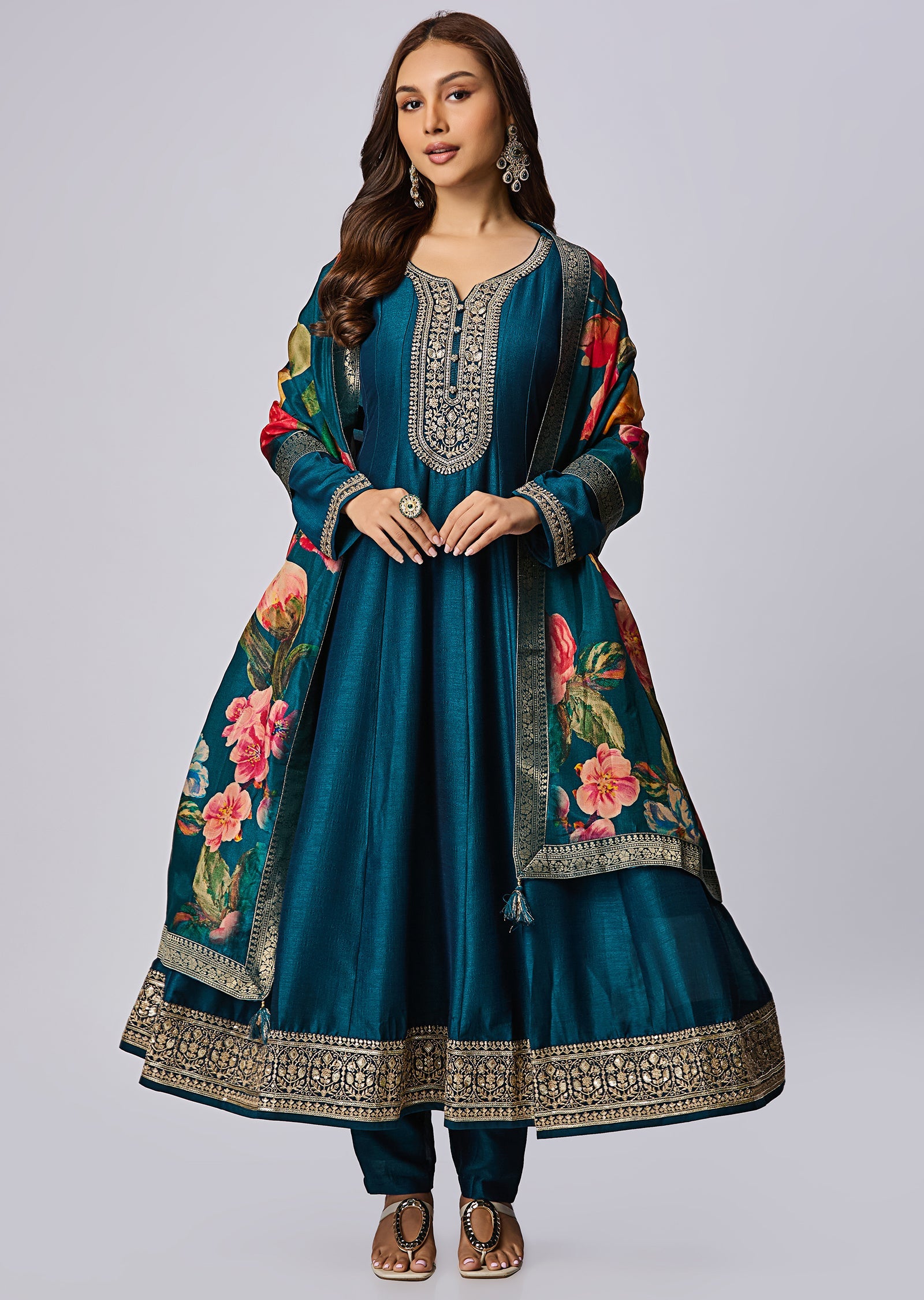 Green Silk Anarkali Suit