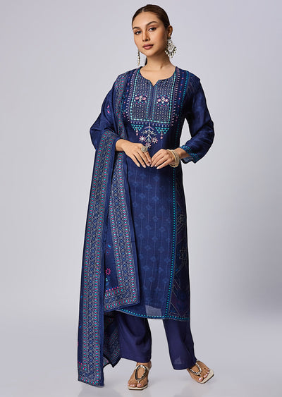 Navy Blue Modal Straight Cut Suit