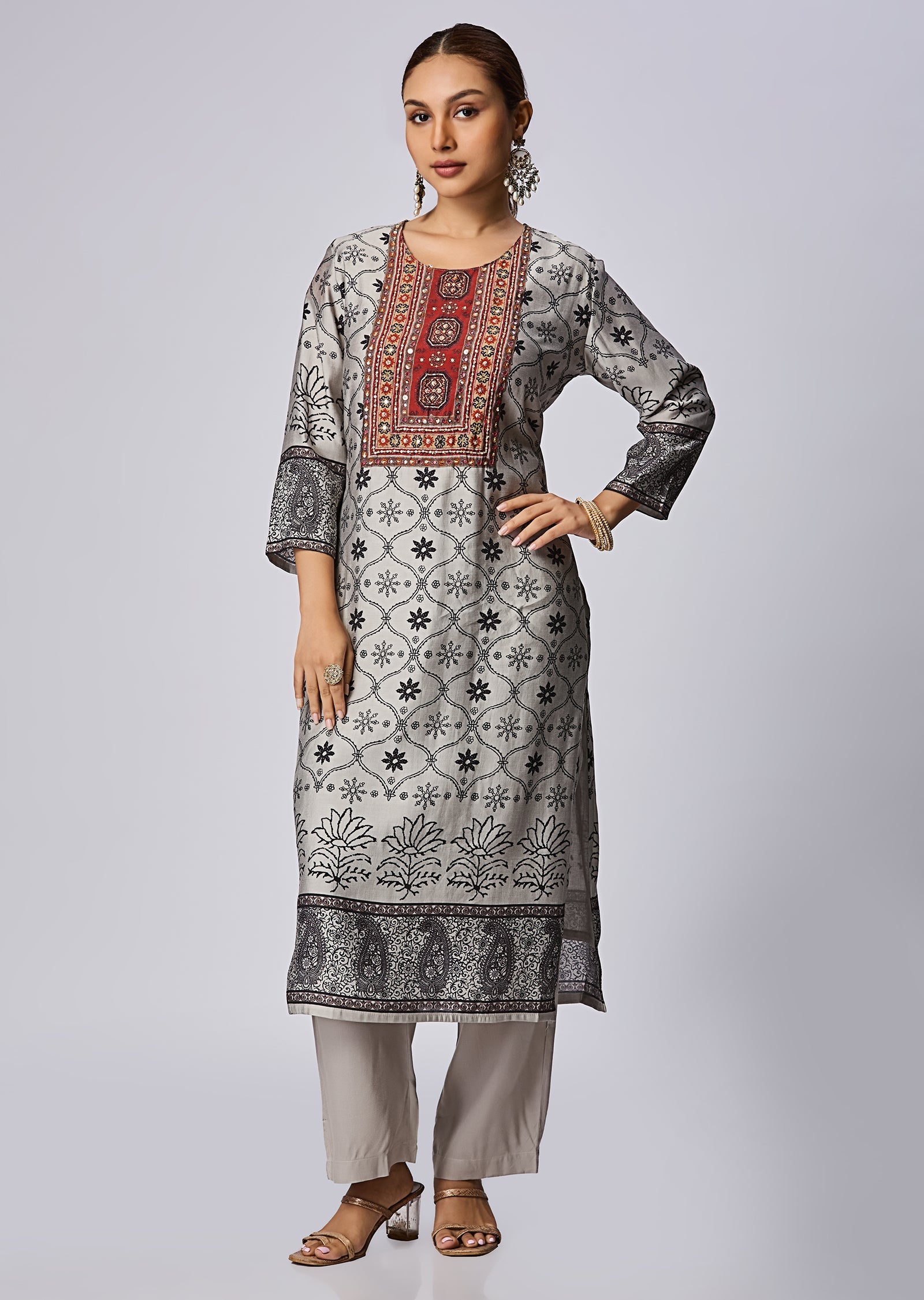 Grey Dola Silk Straight Cut Suit