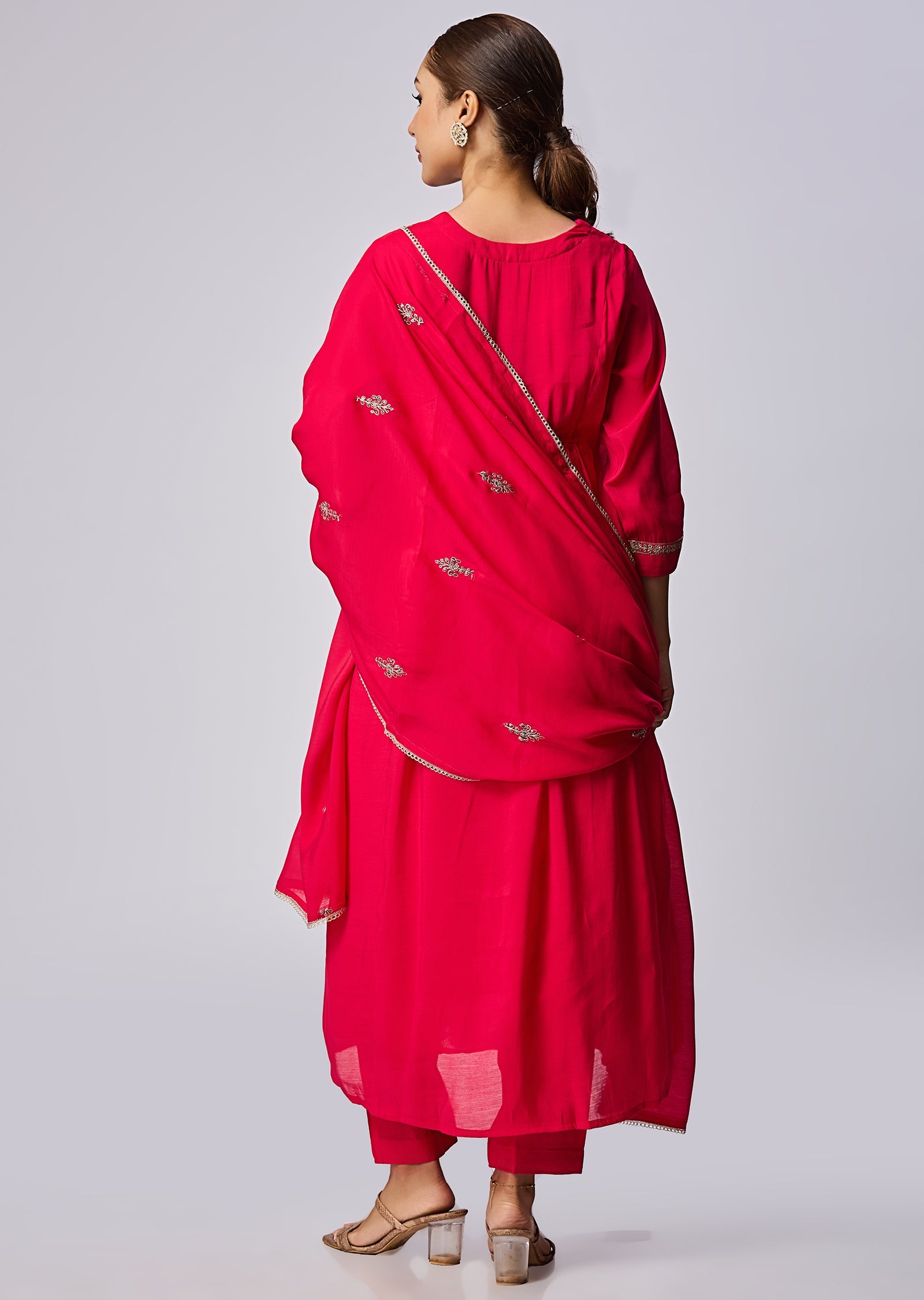 Rani Pink Russian Silk Anarkali Suit