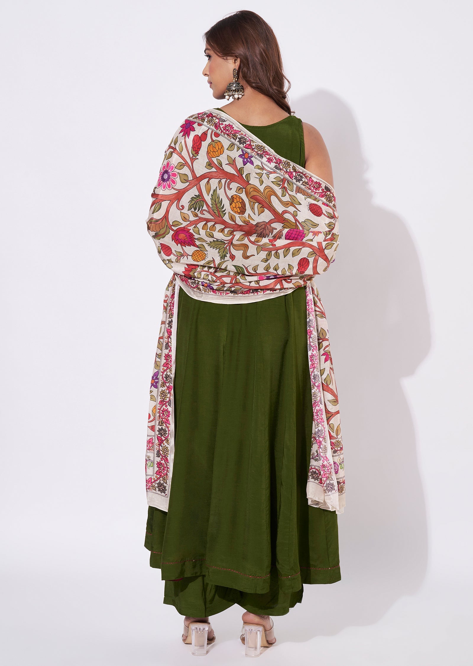 Mehendi Green Silk Anarkali Suit