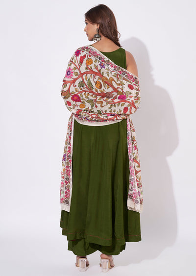 Mehendi Green Silk Anarkali Suit