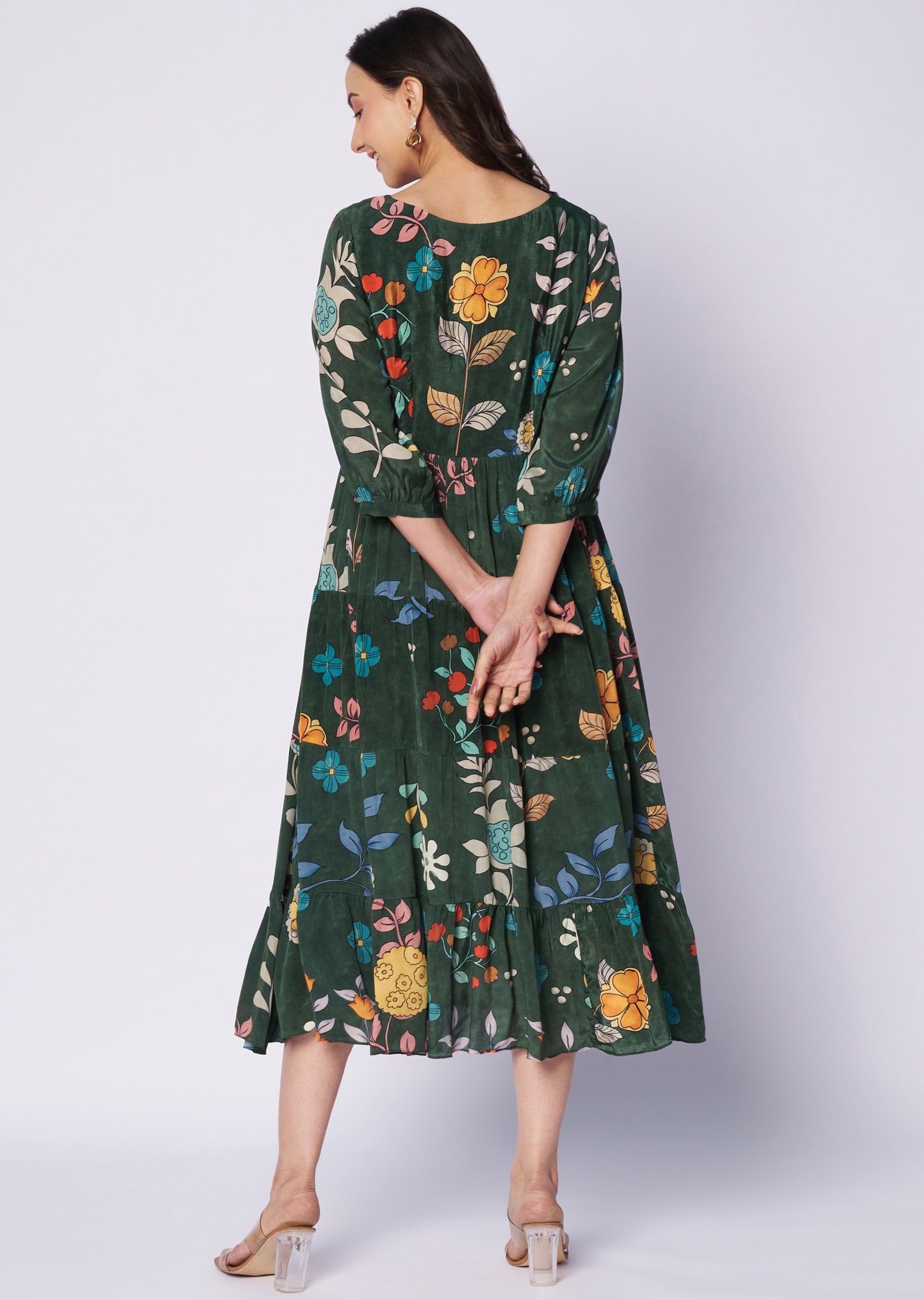 Printed Green Crepe kurti