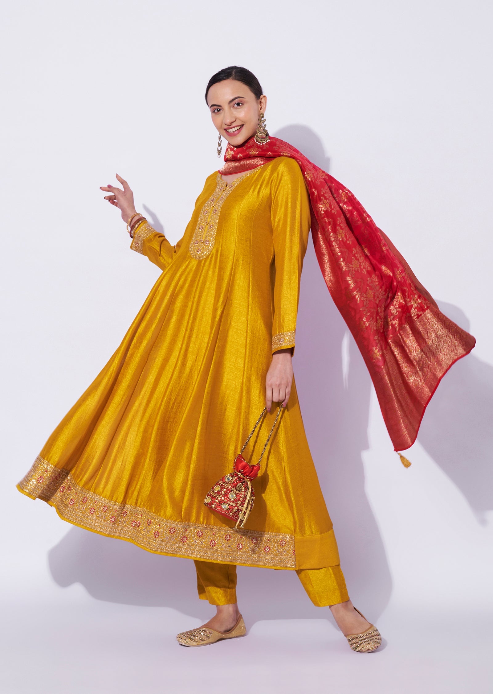 Yellow Georgette Anarkali Suit