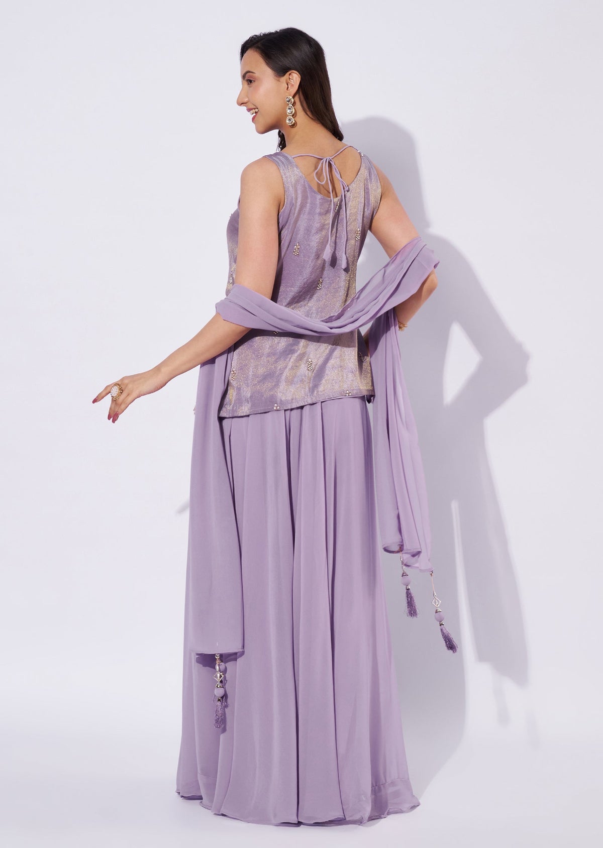 Lavender Tissue Sharara Set