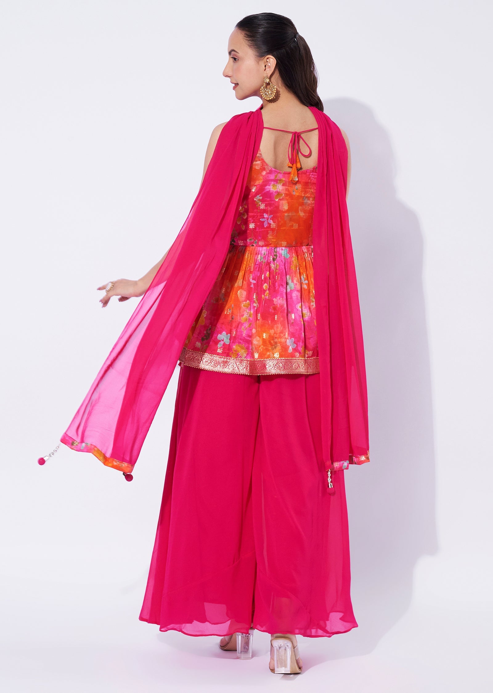 Pink Organza Sharara Set