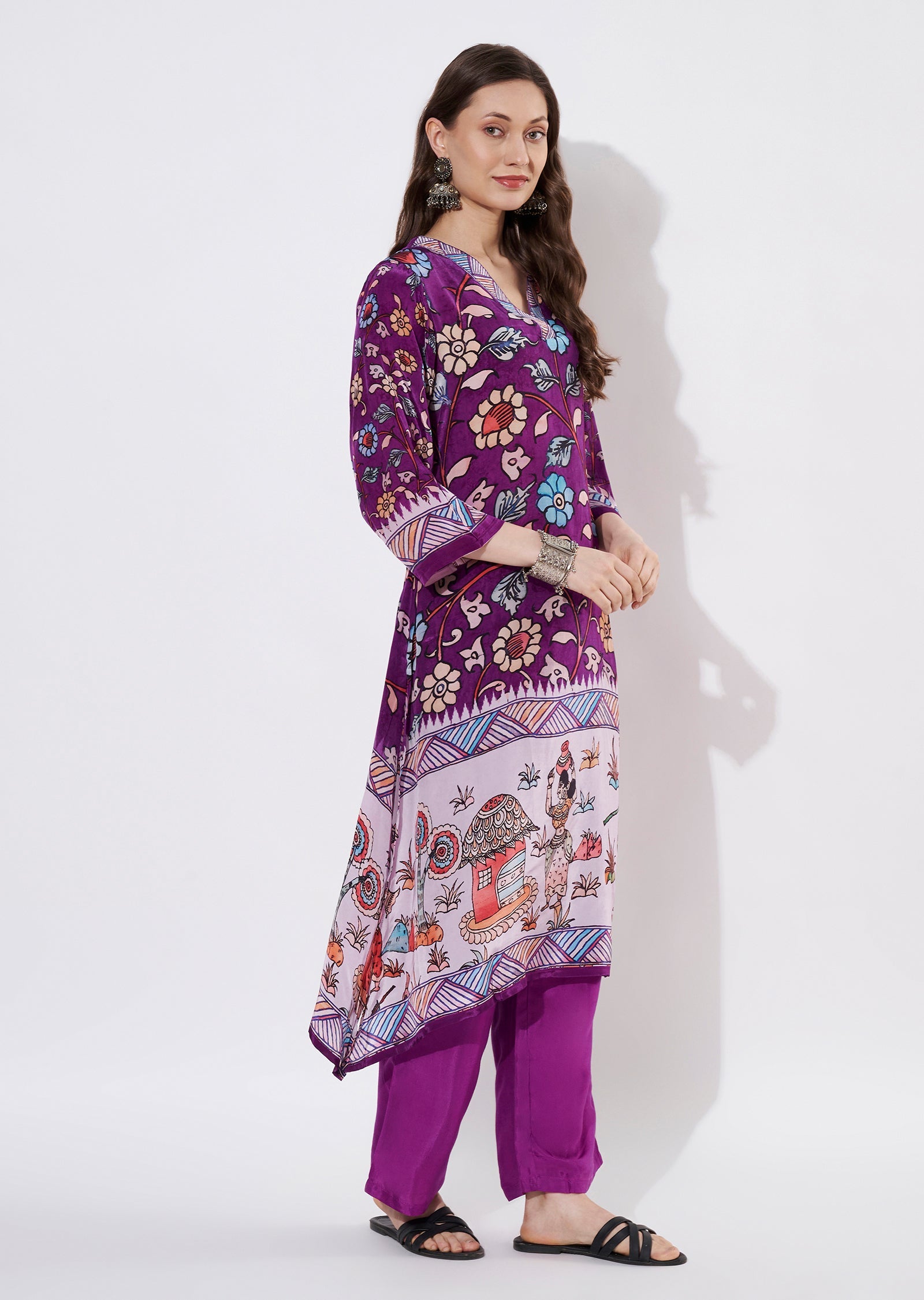 Purple Crepe Straight cut set