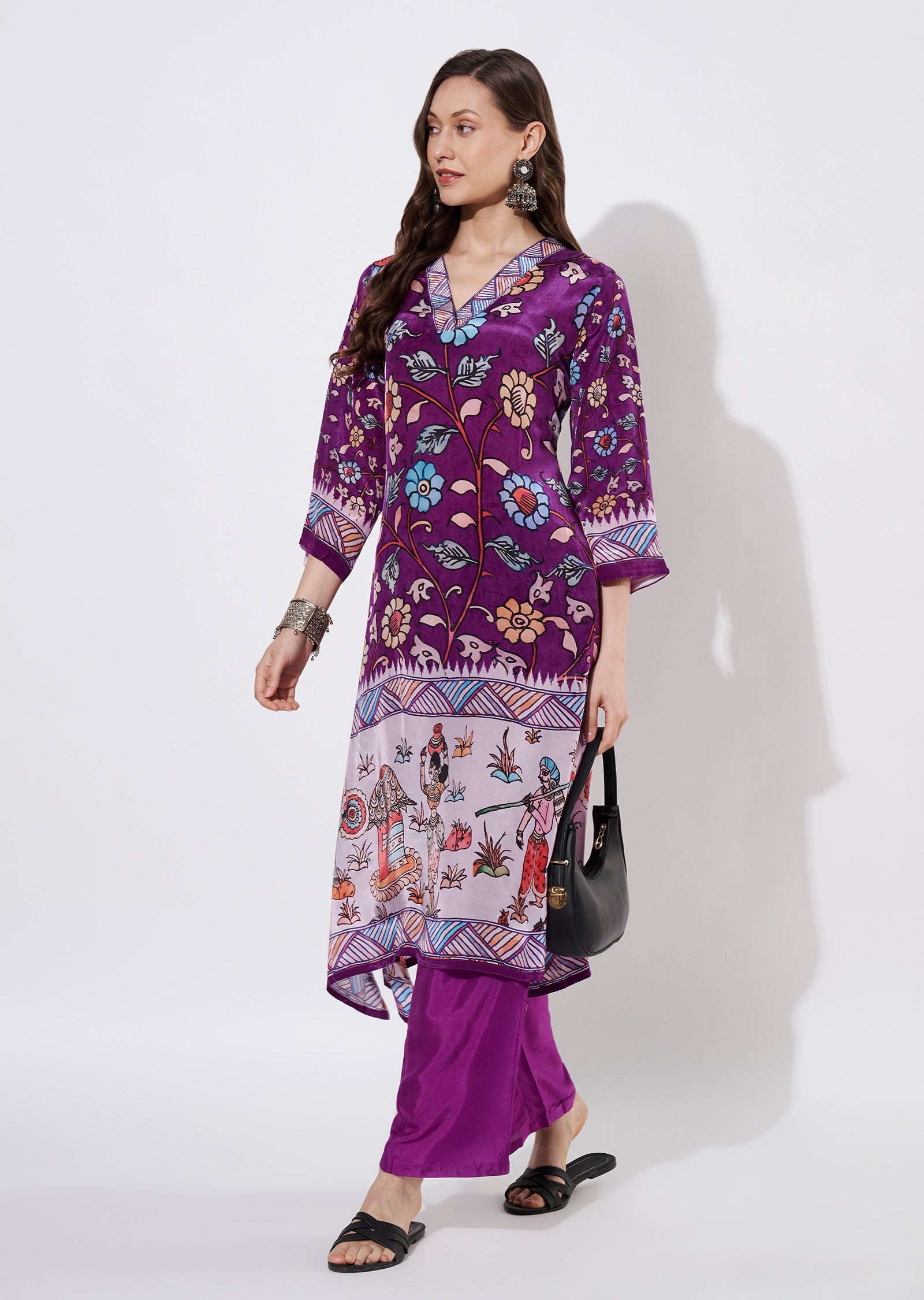 Purple Crepe Straight cut set