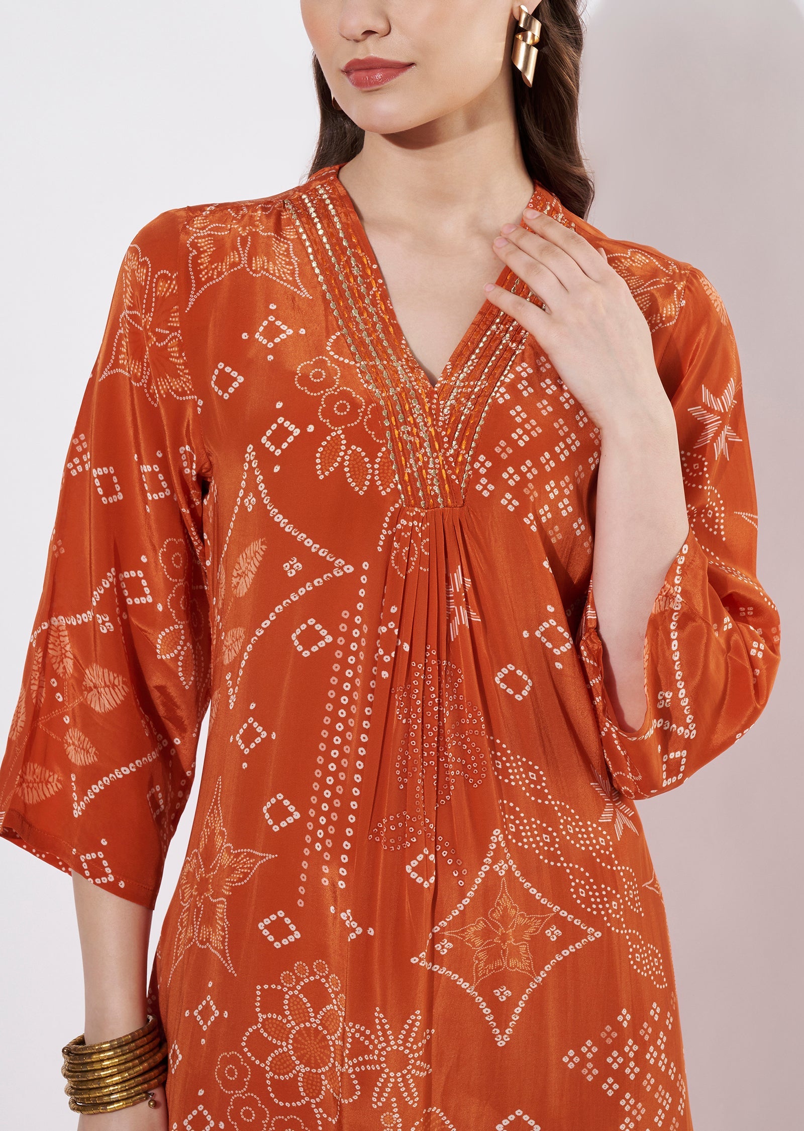 Orange Crepe Straight cut set