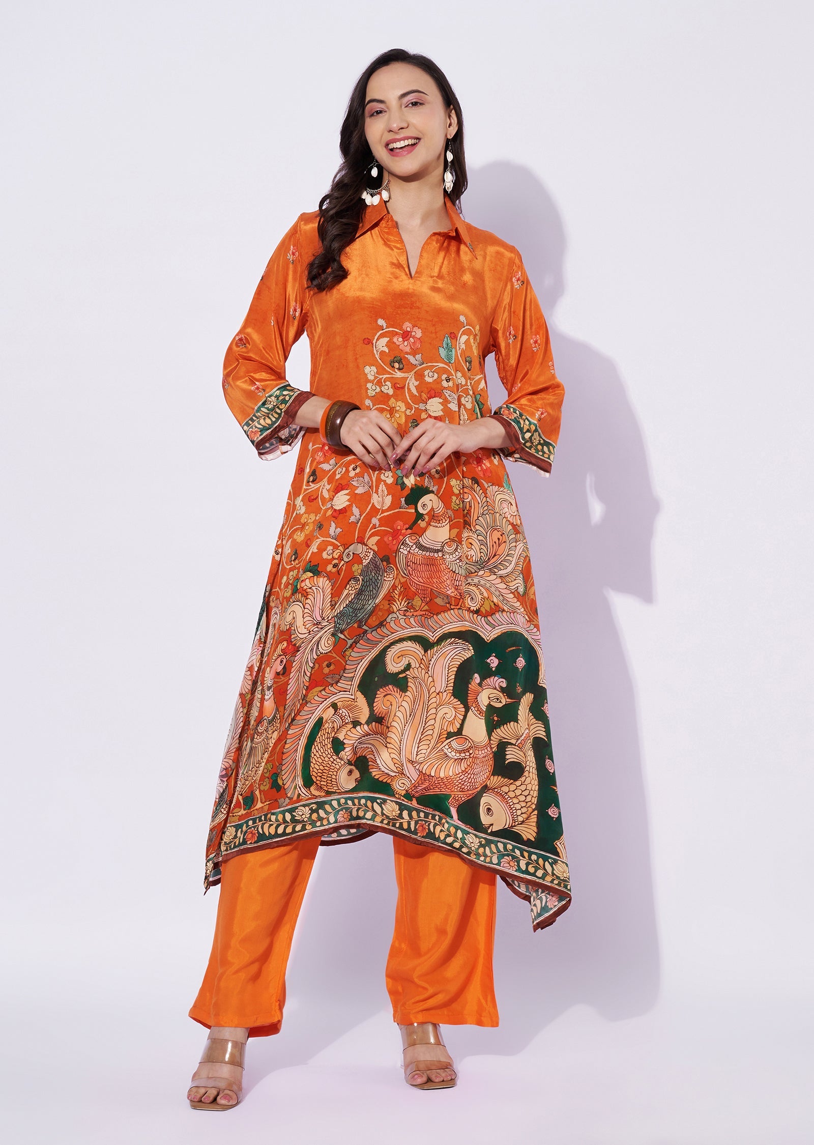 Orange Crepe Straight Cut Suit