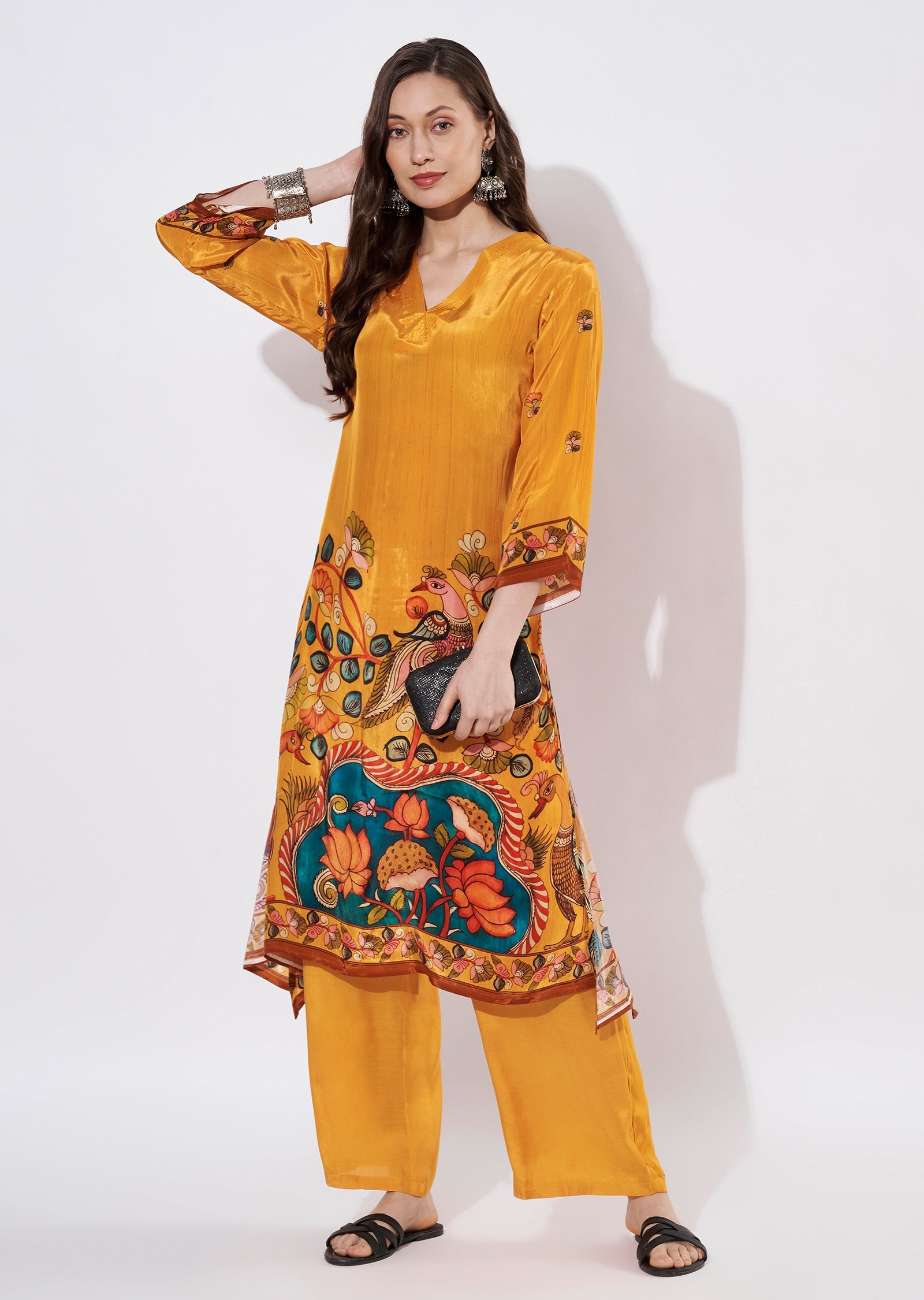 Mustard Crepe Straight cut set