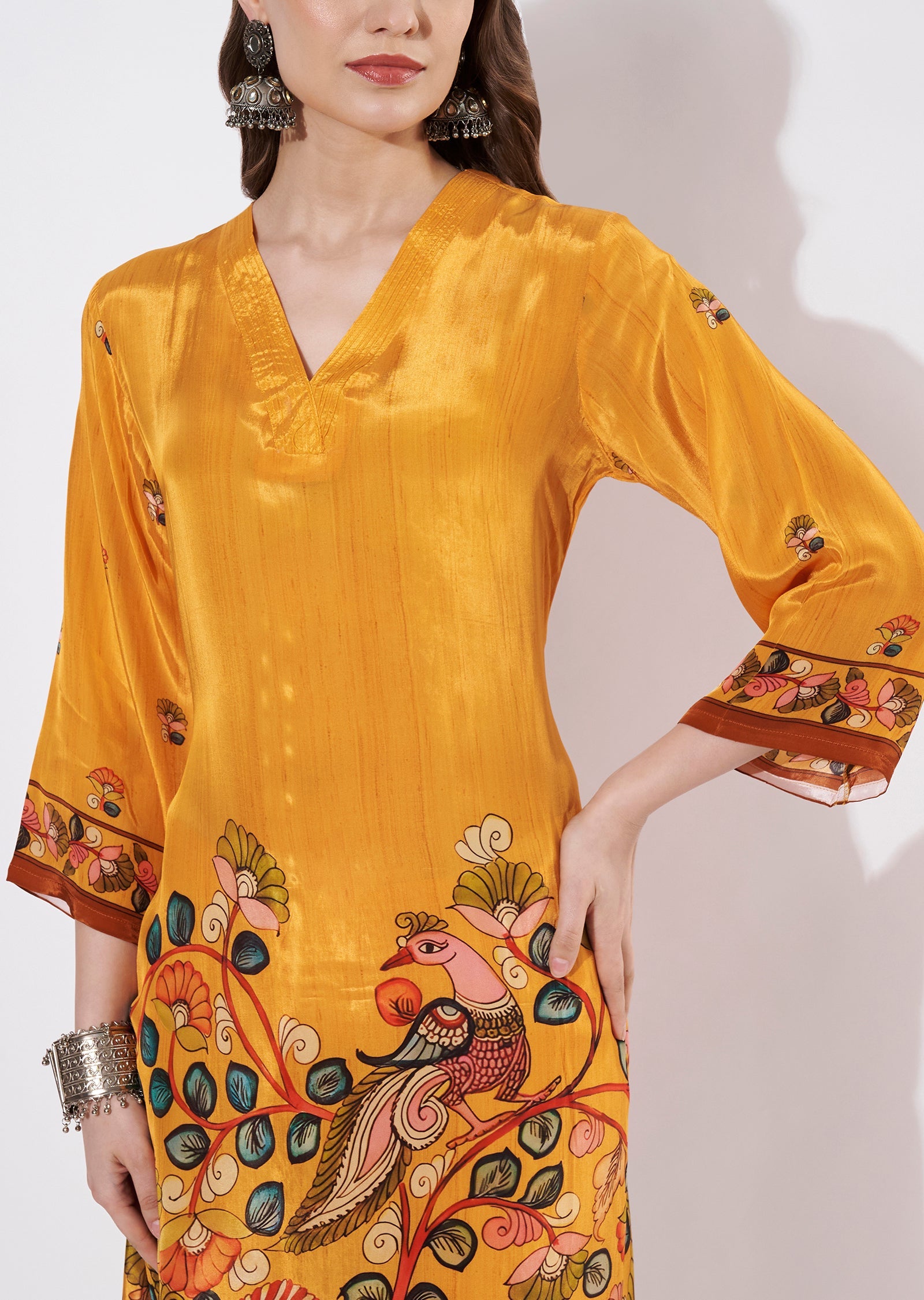 Mustard Crepe Straight cut set