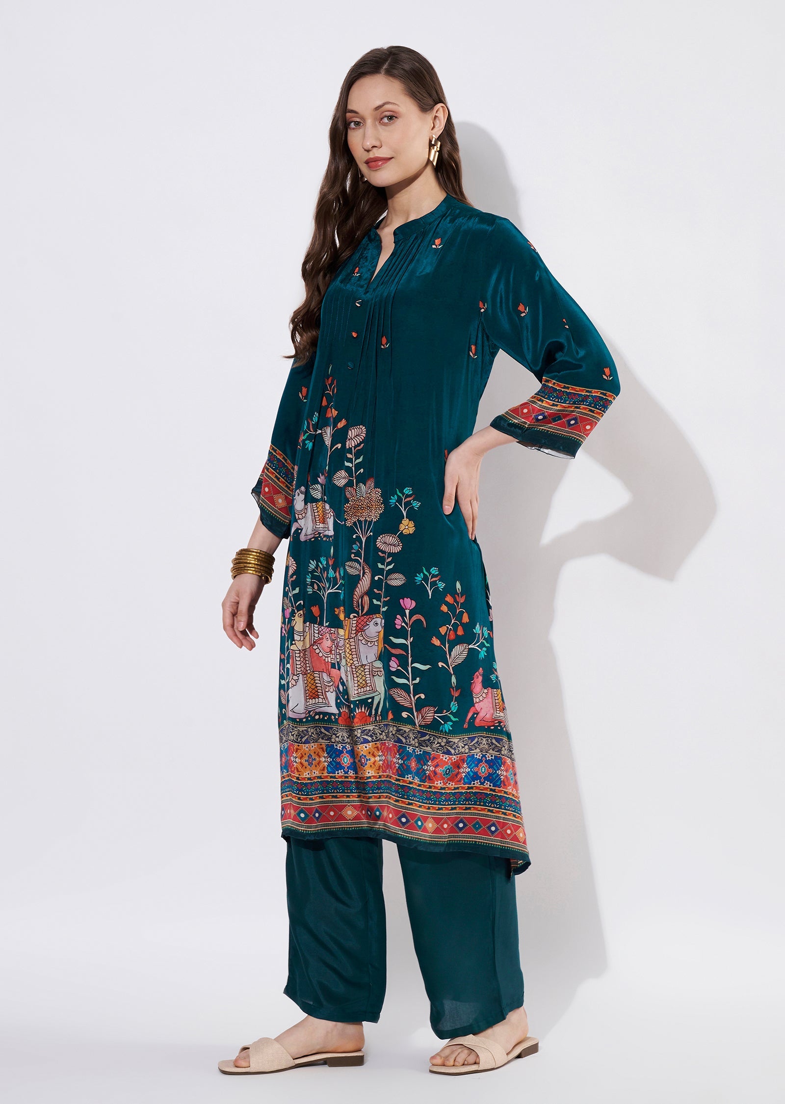 Blue Crepe Straight cut set