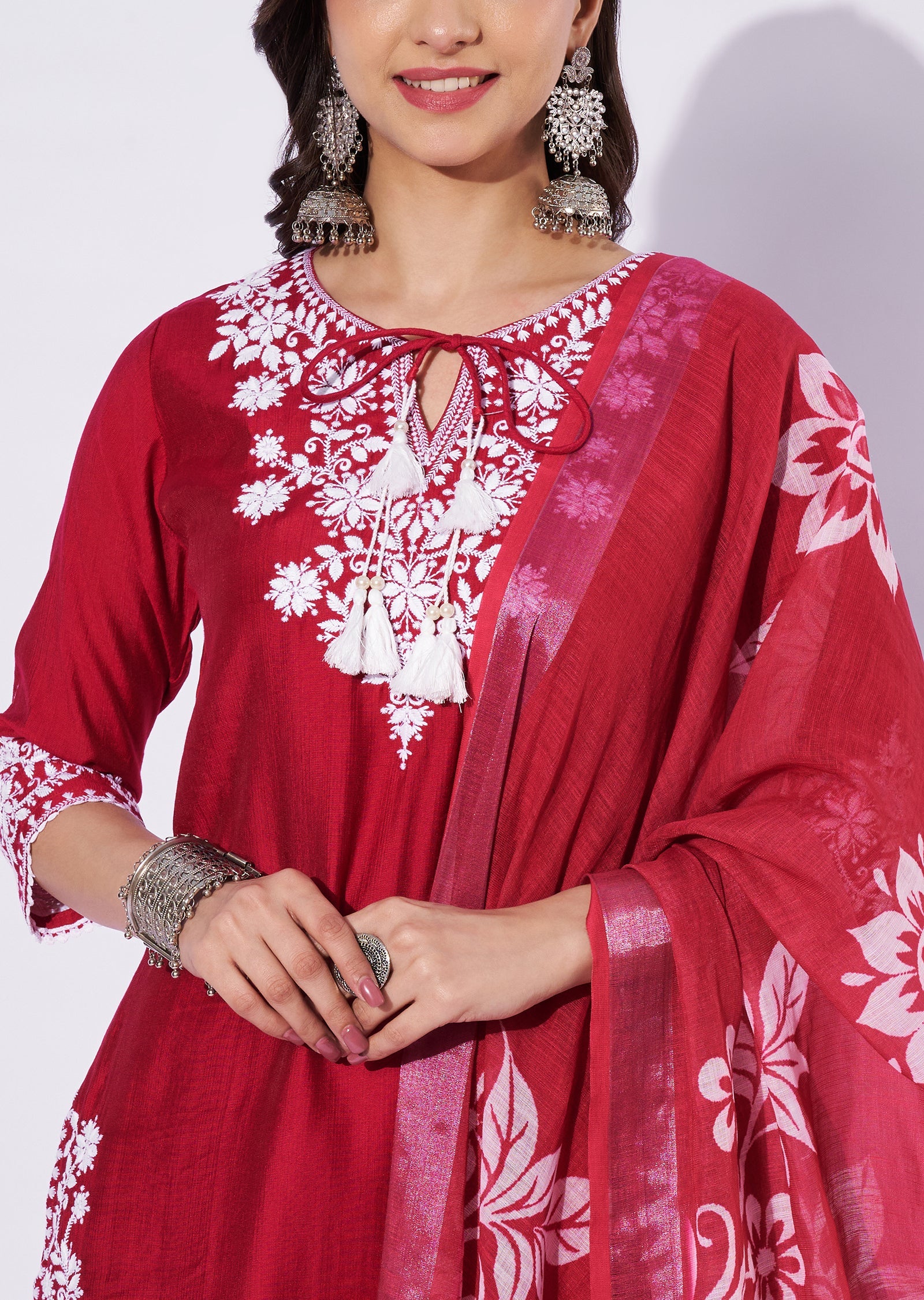 Rani Pink Cotton Straight Cut Suit