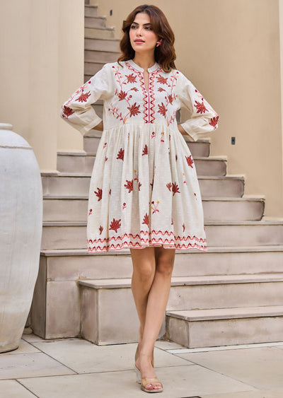 Cream Cotton Midi Dress