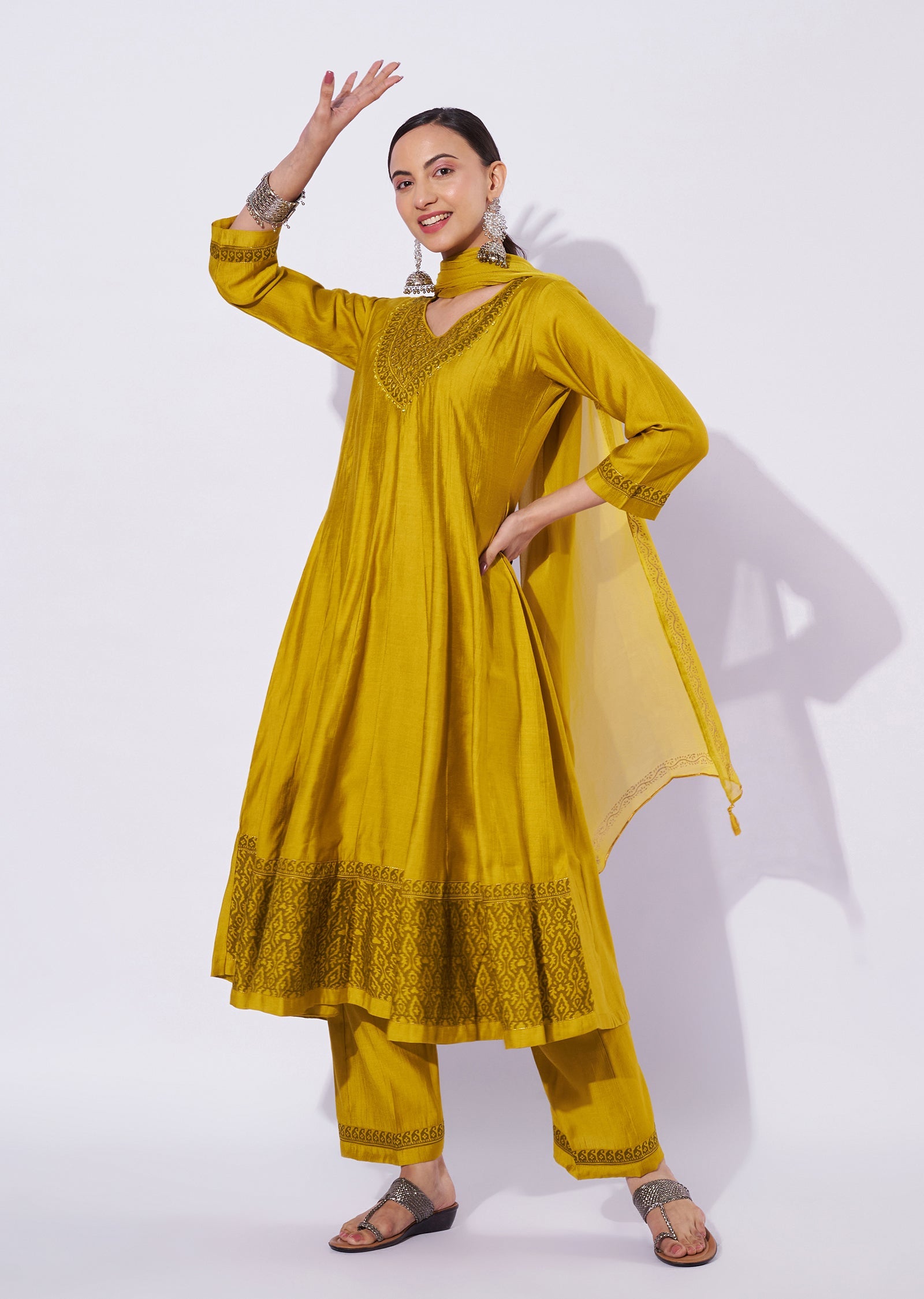 Mustard Gold Anarkali Suit