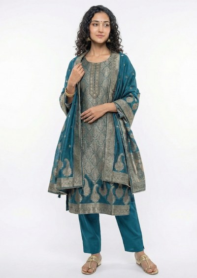 Rama Green Bananasi Straight-Cut Suit