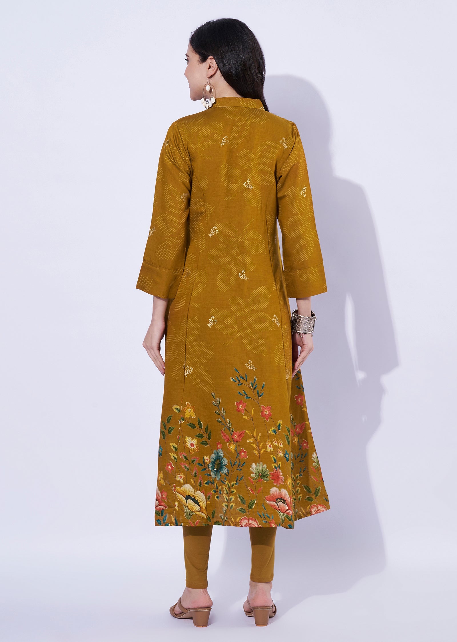 Mustard printed kurti