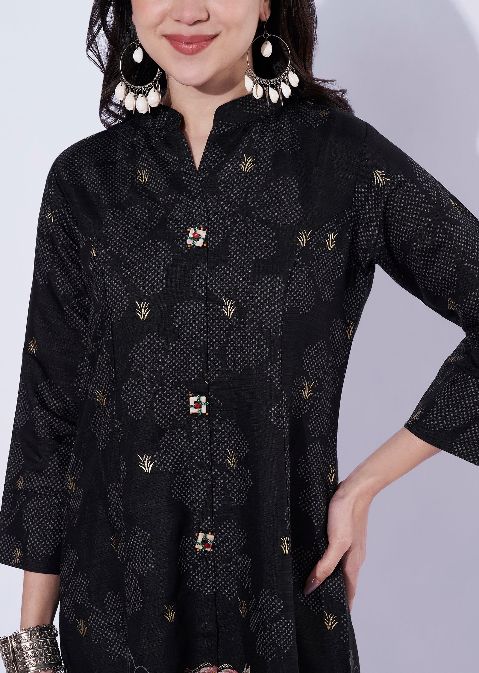Black printed kurti