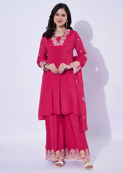 Pink Chinnon Sharara Set