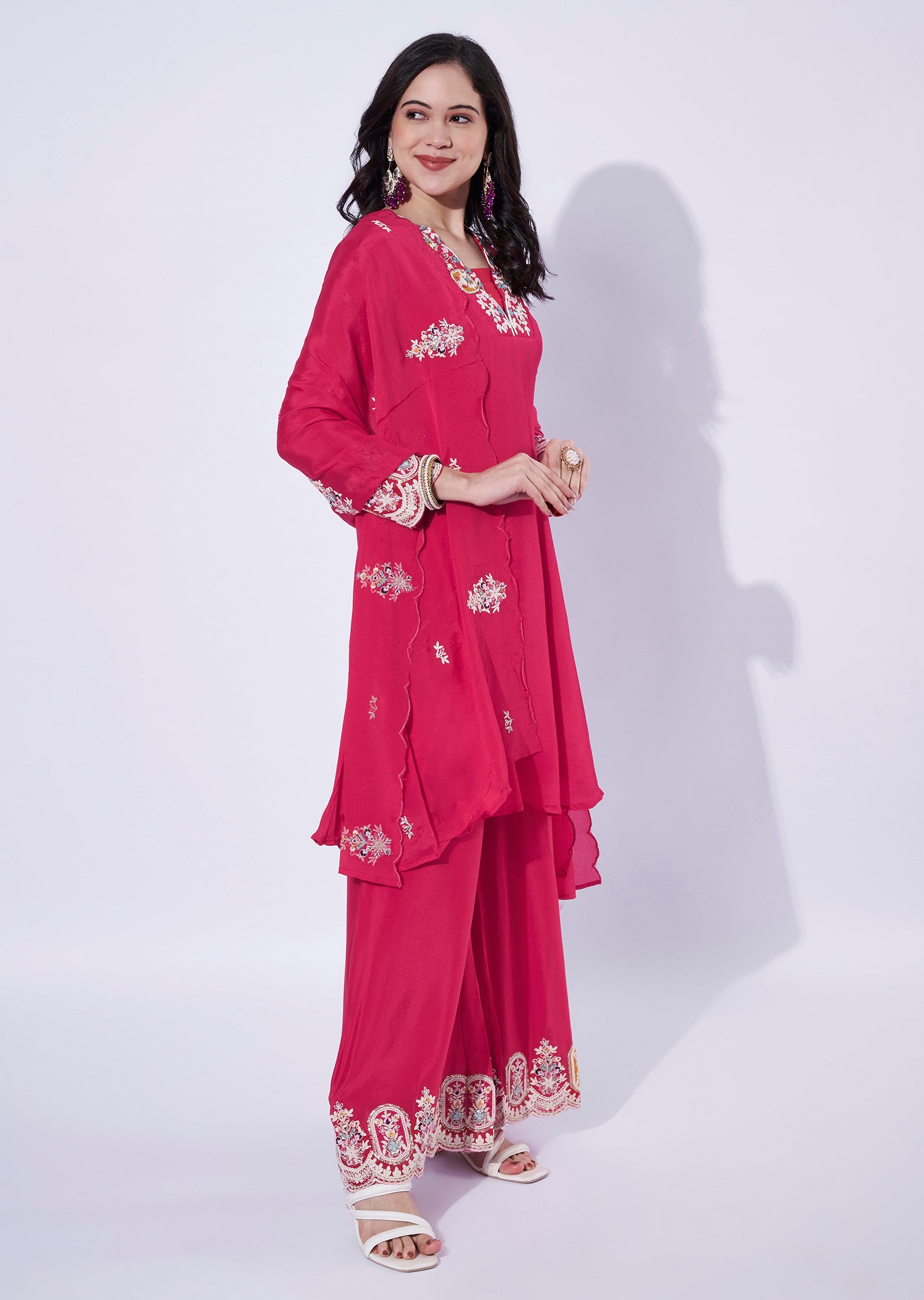 Pink Chinnon Sharara Set