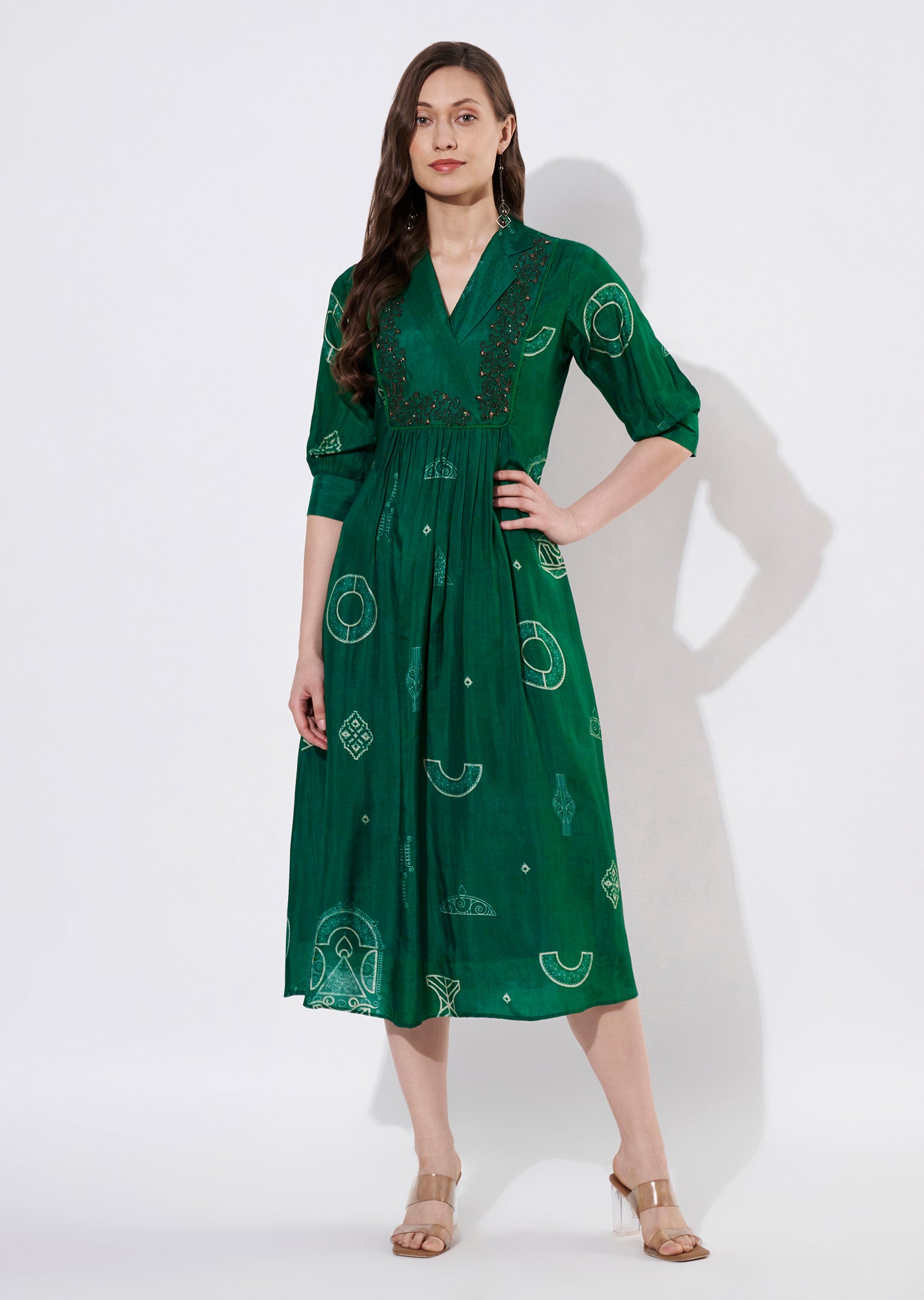 Green Dola Silk Frock