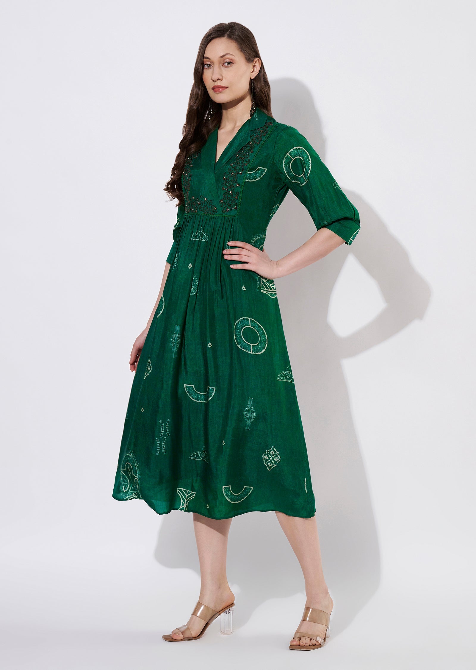 Green Dola Silk Frock