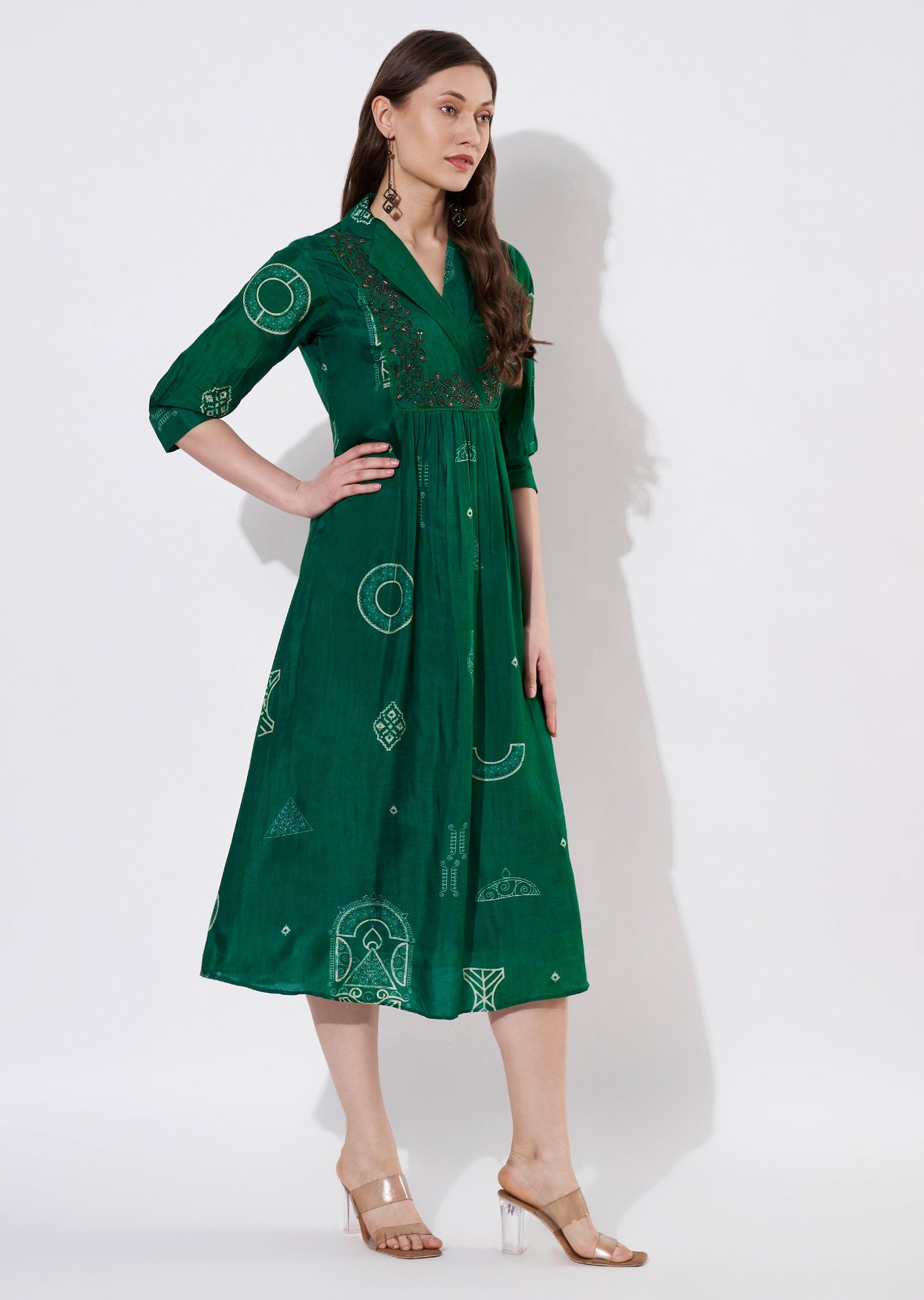 Green Dola Silk Frock