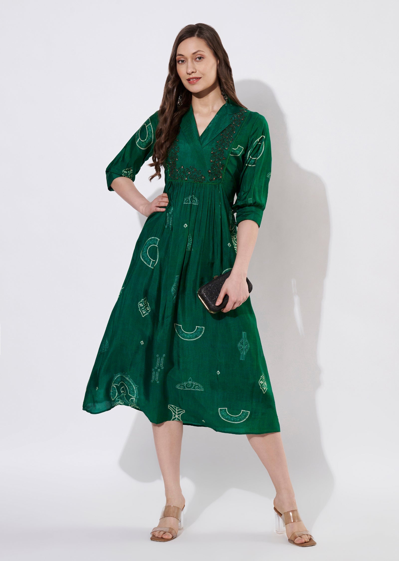 Green Dola Silk Frock