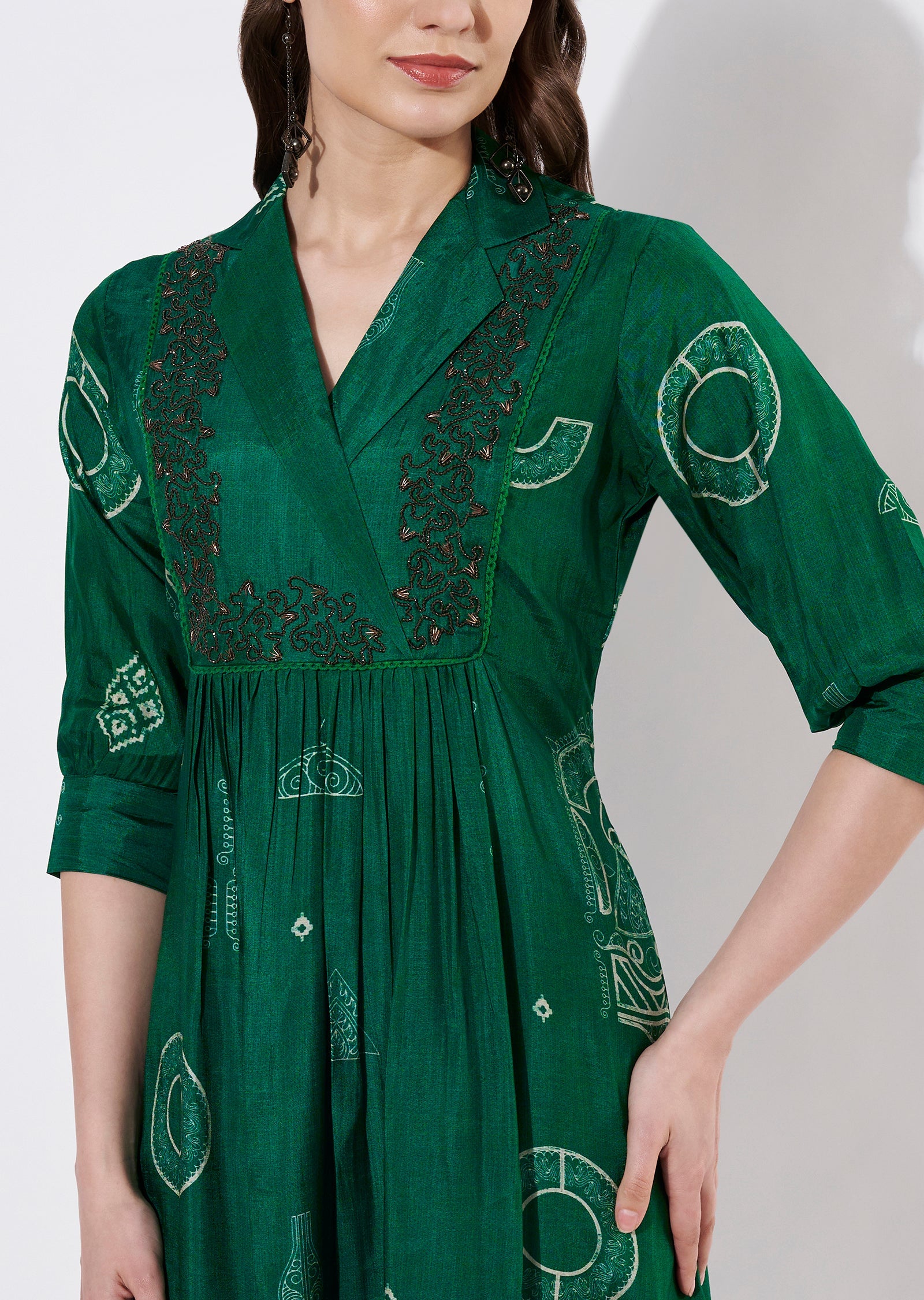 Green Dola Silk Frock