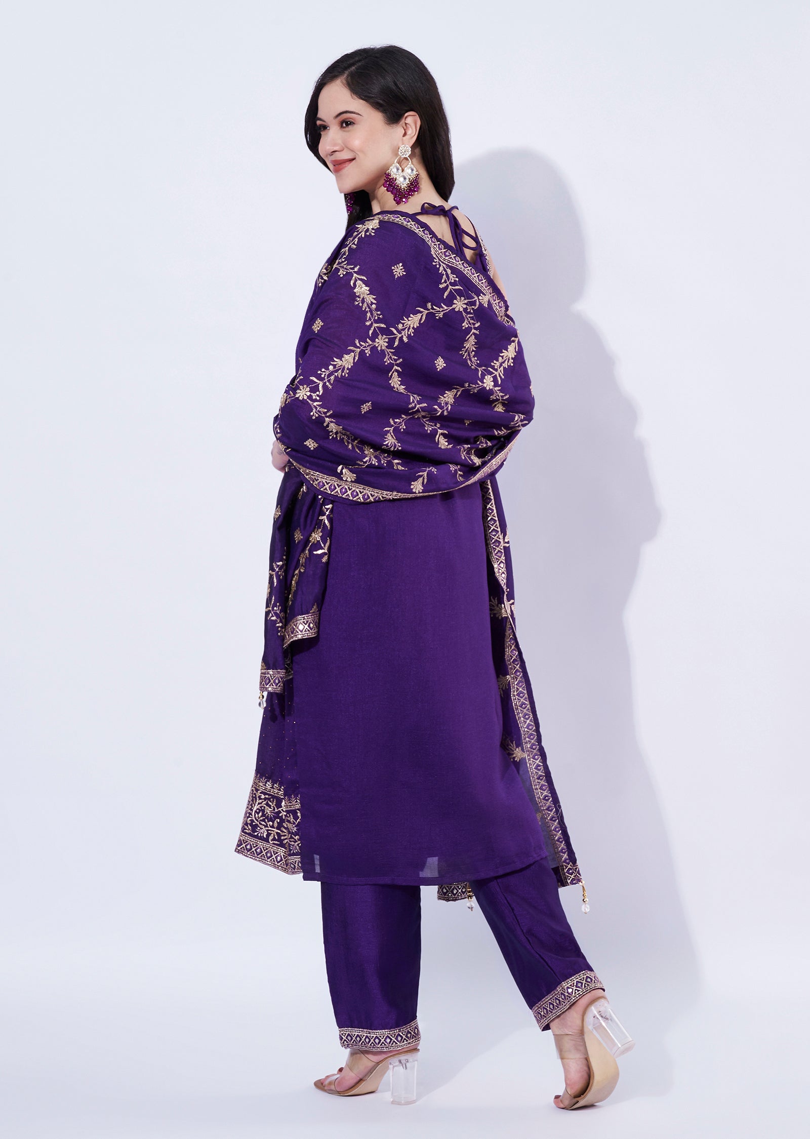 Purple Tissue Straight Cut Suit