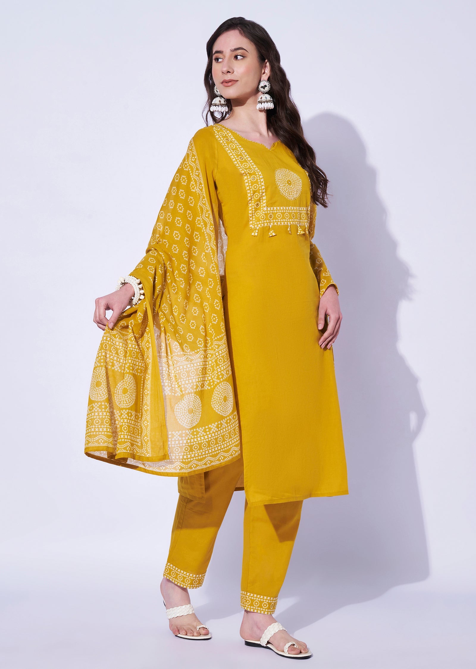 Yellow Cotton Straight Cut Set