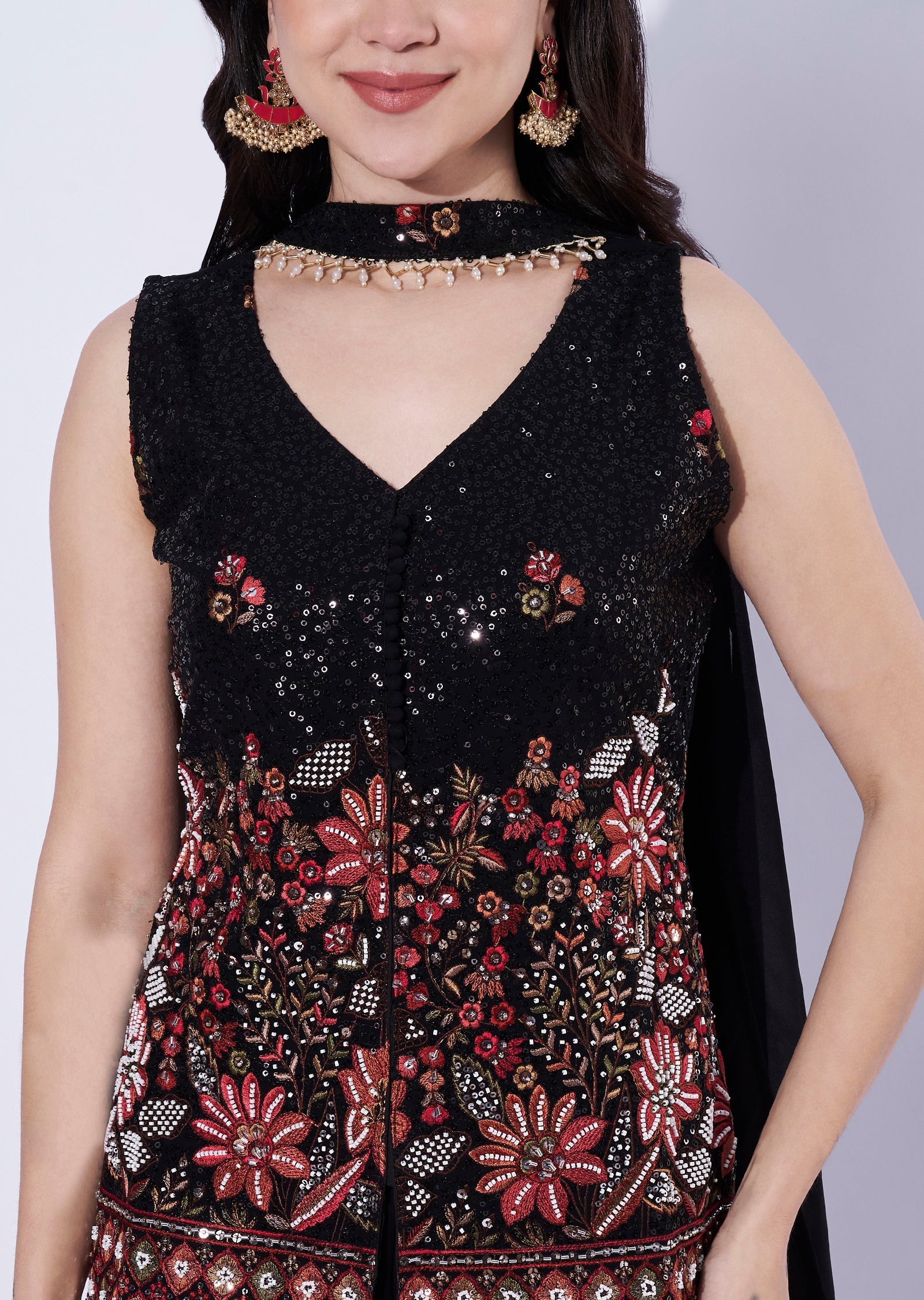 Black Organza Sharara Set