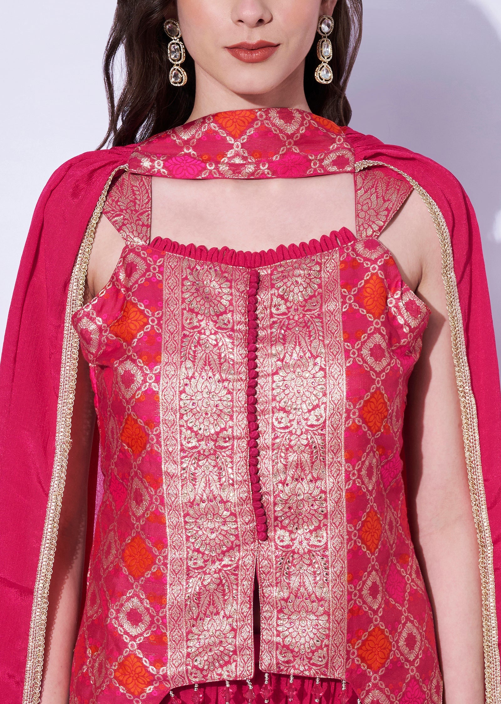 Pink Silk Sharara Set