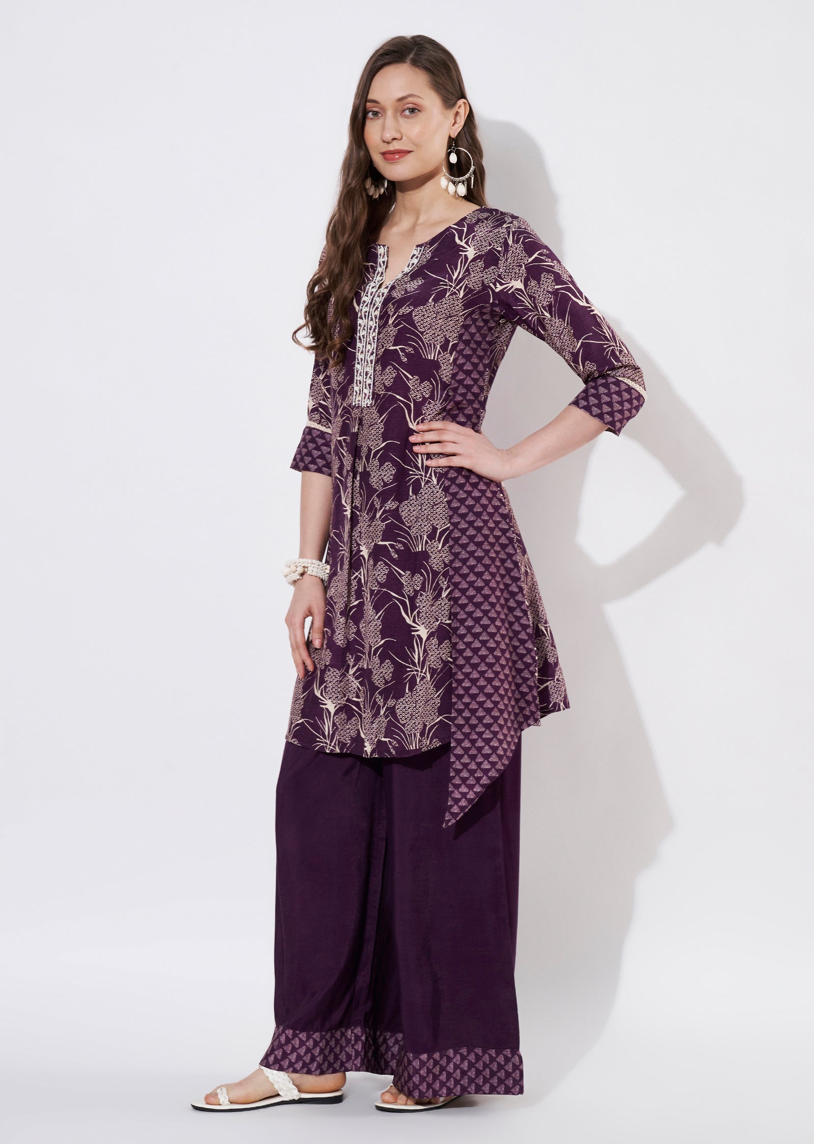 Wine Dola Silk Sharara