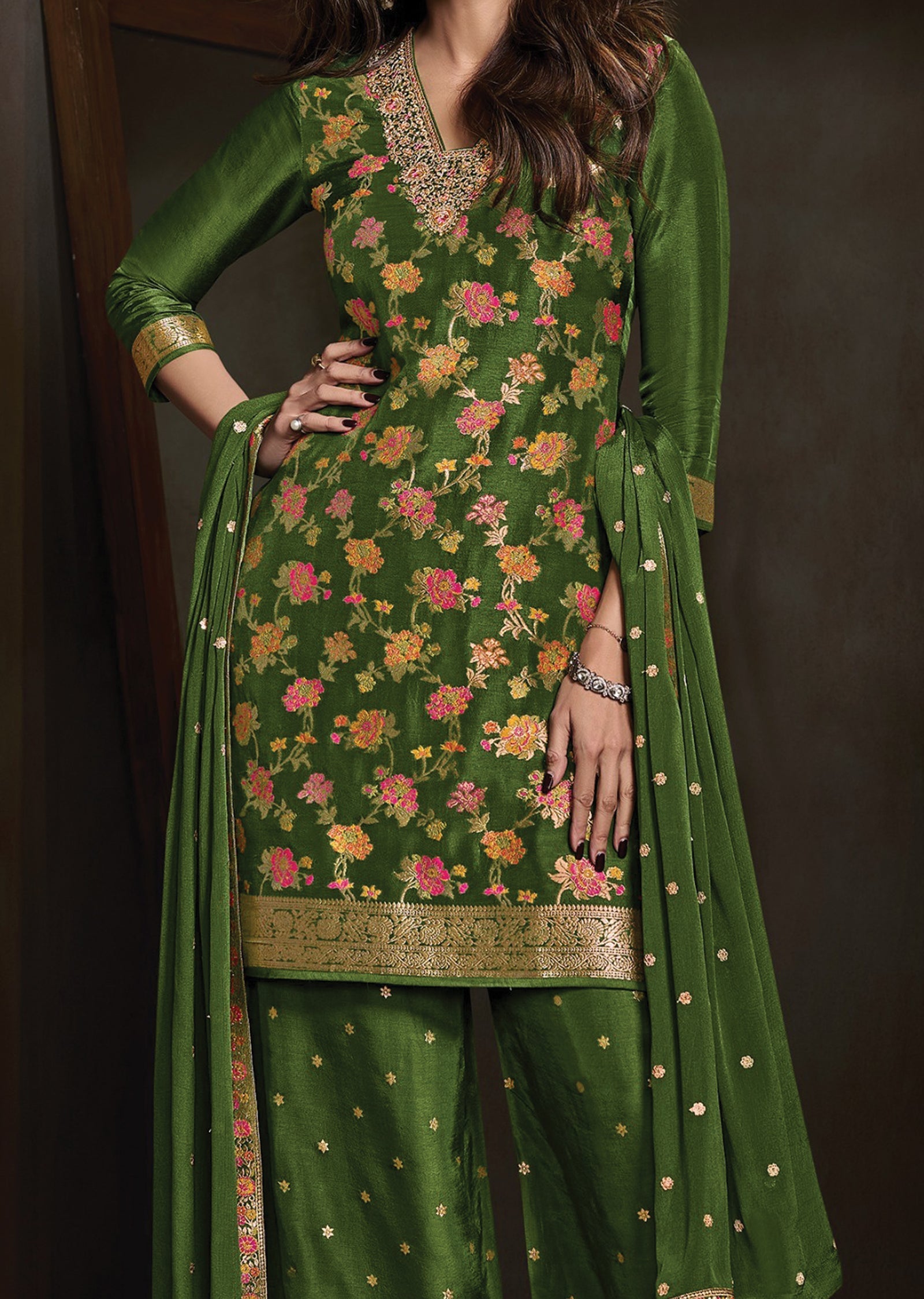 Green Silk Sharara