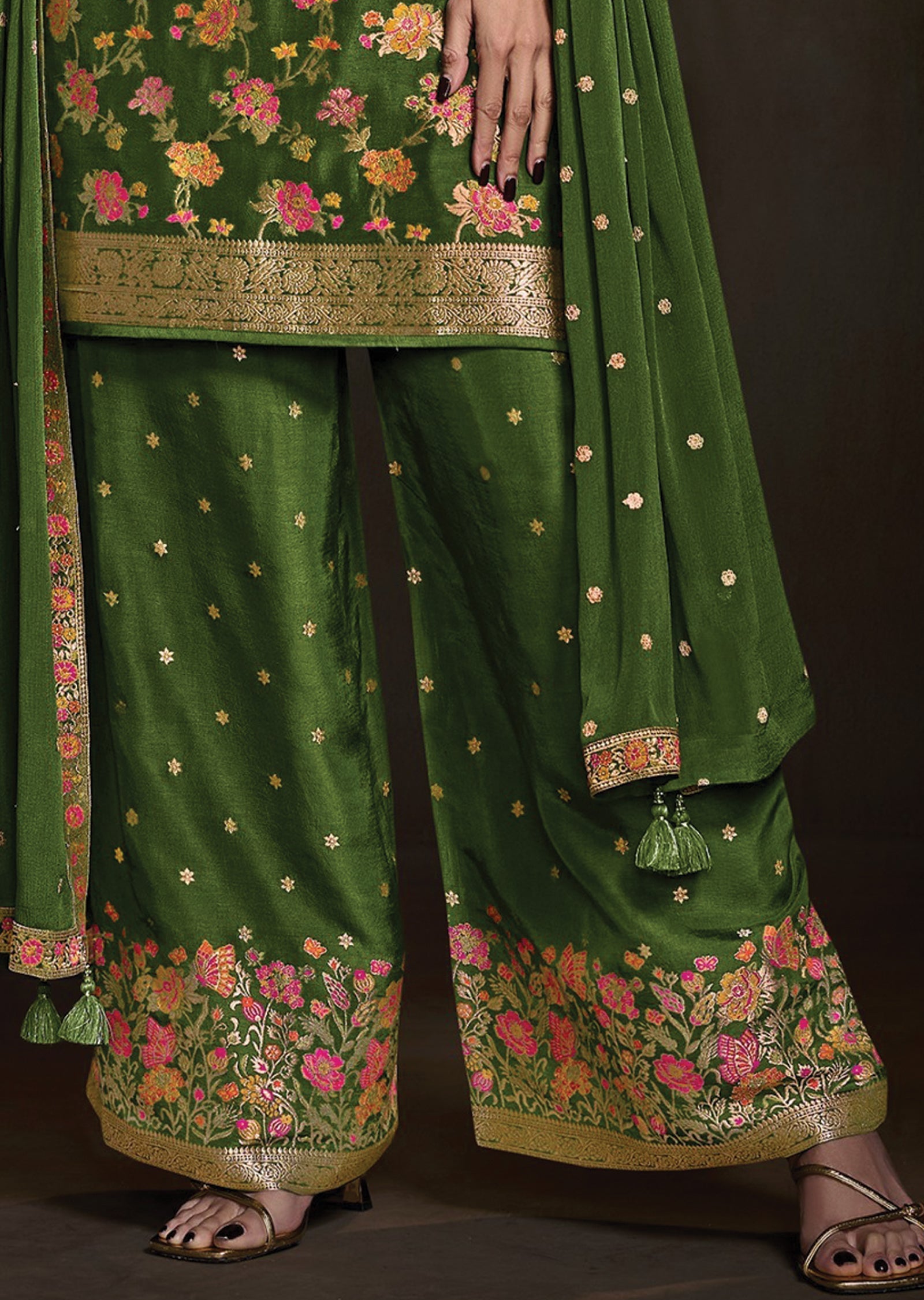 Green Silk Sharara
