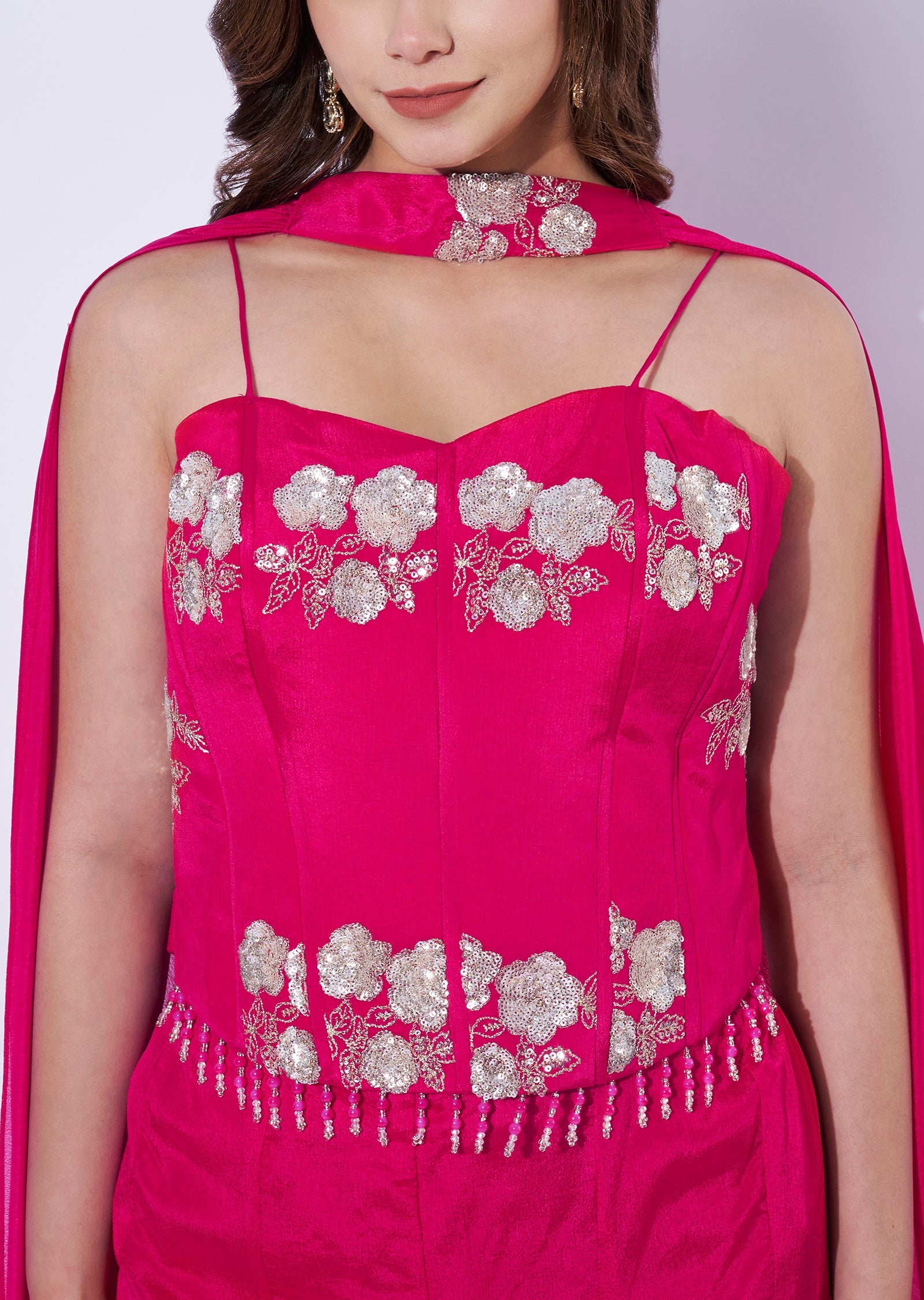 Pink Chinnon Indowestern Set