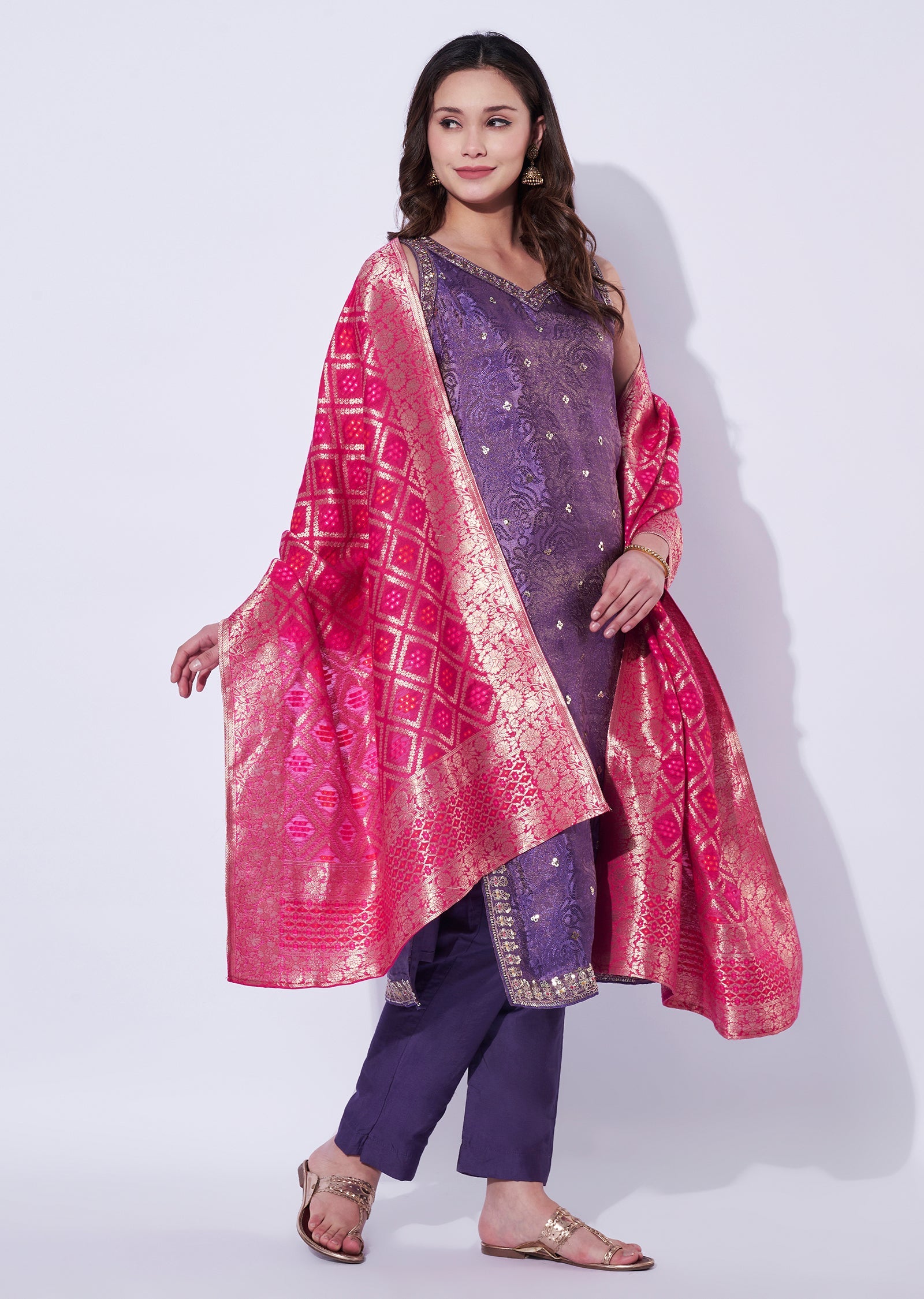 Lavender Chinnon Straight Cut Suit