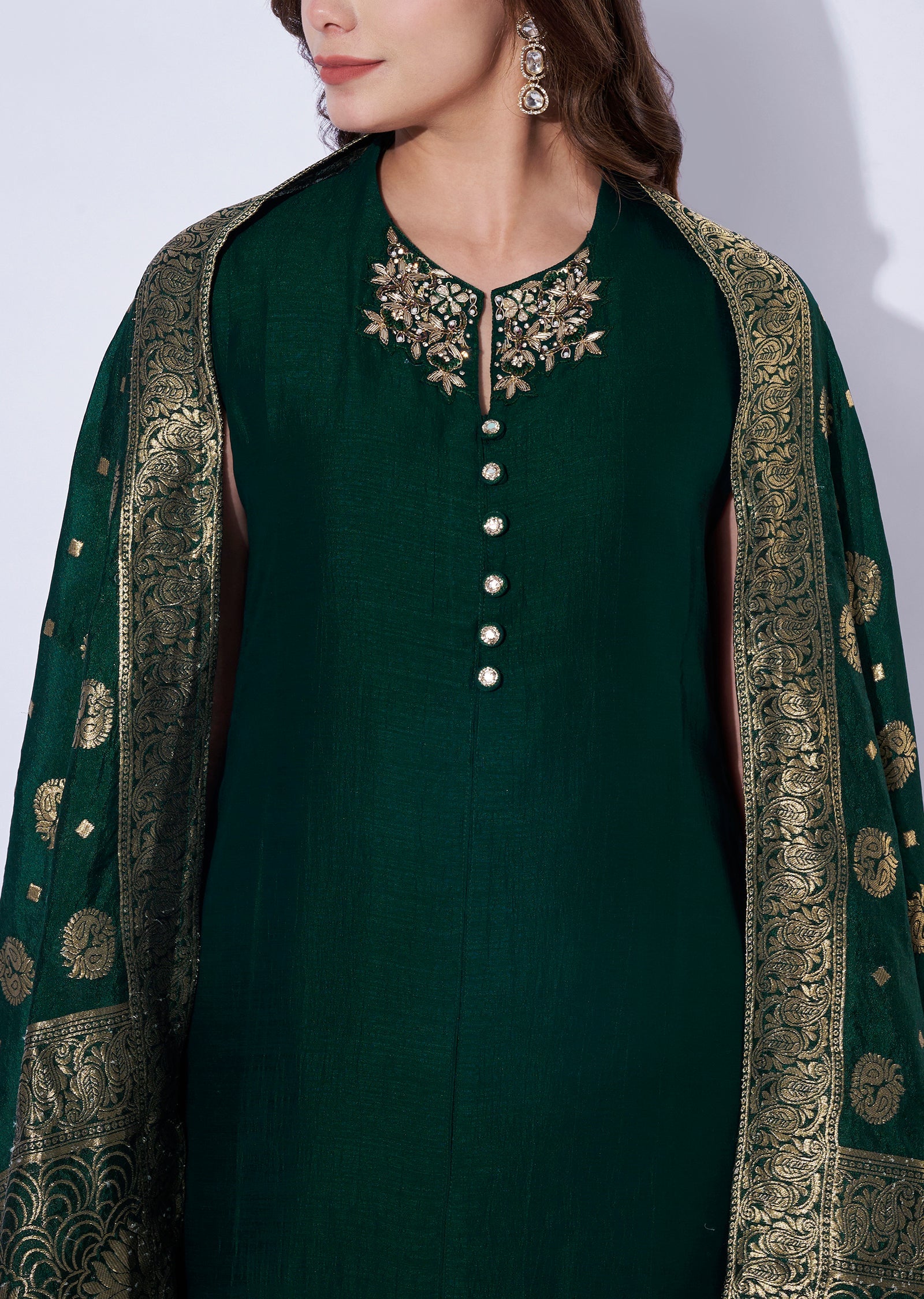 Green Tissue Straight Cut Suit