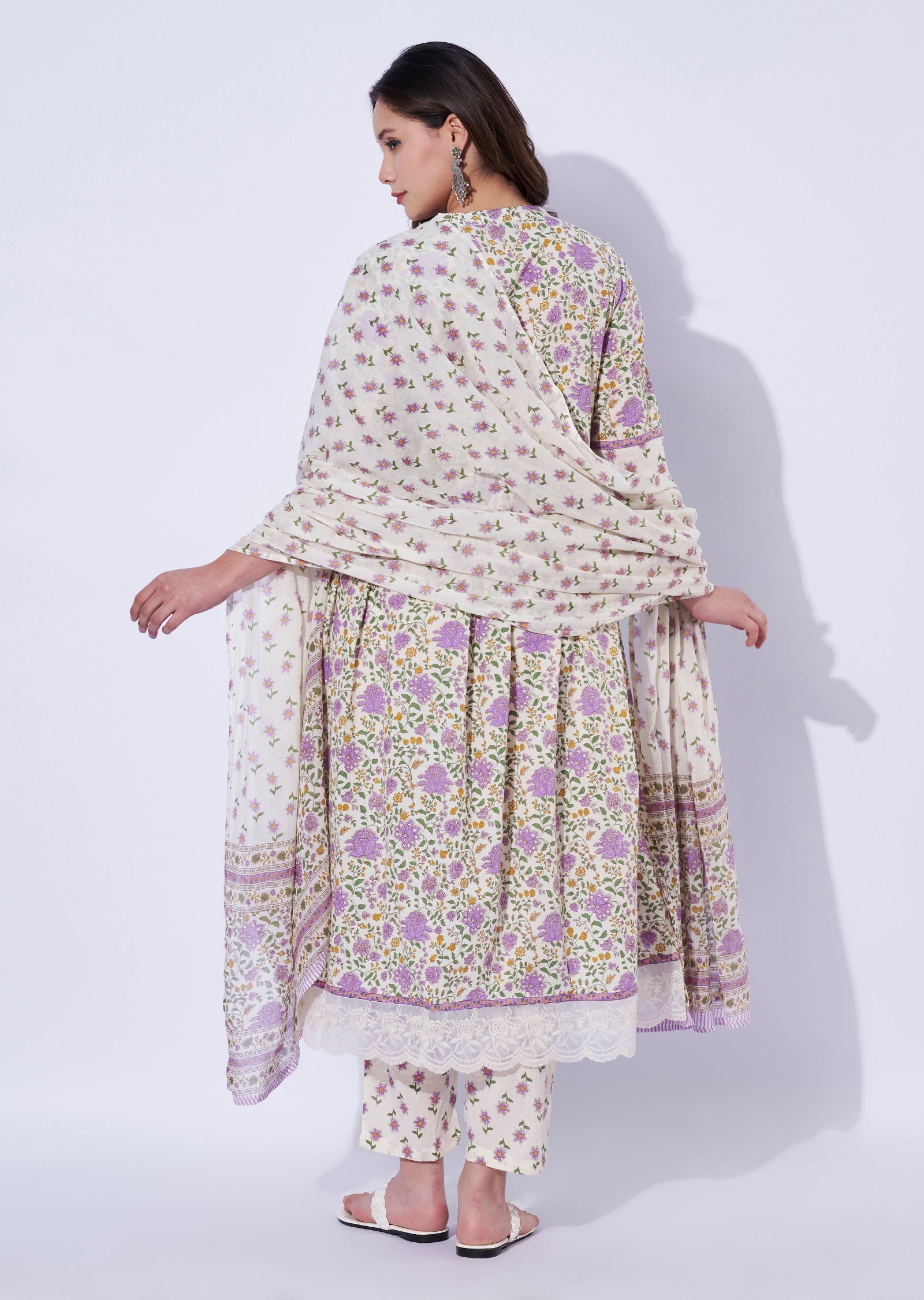 Puple Cotton Anarkali Set