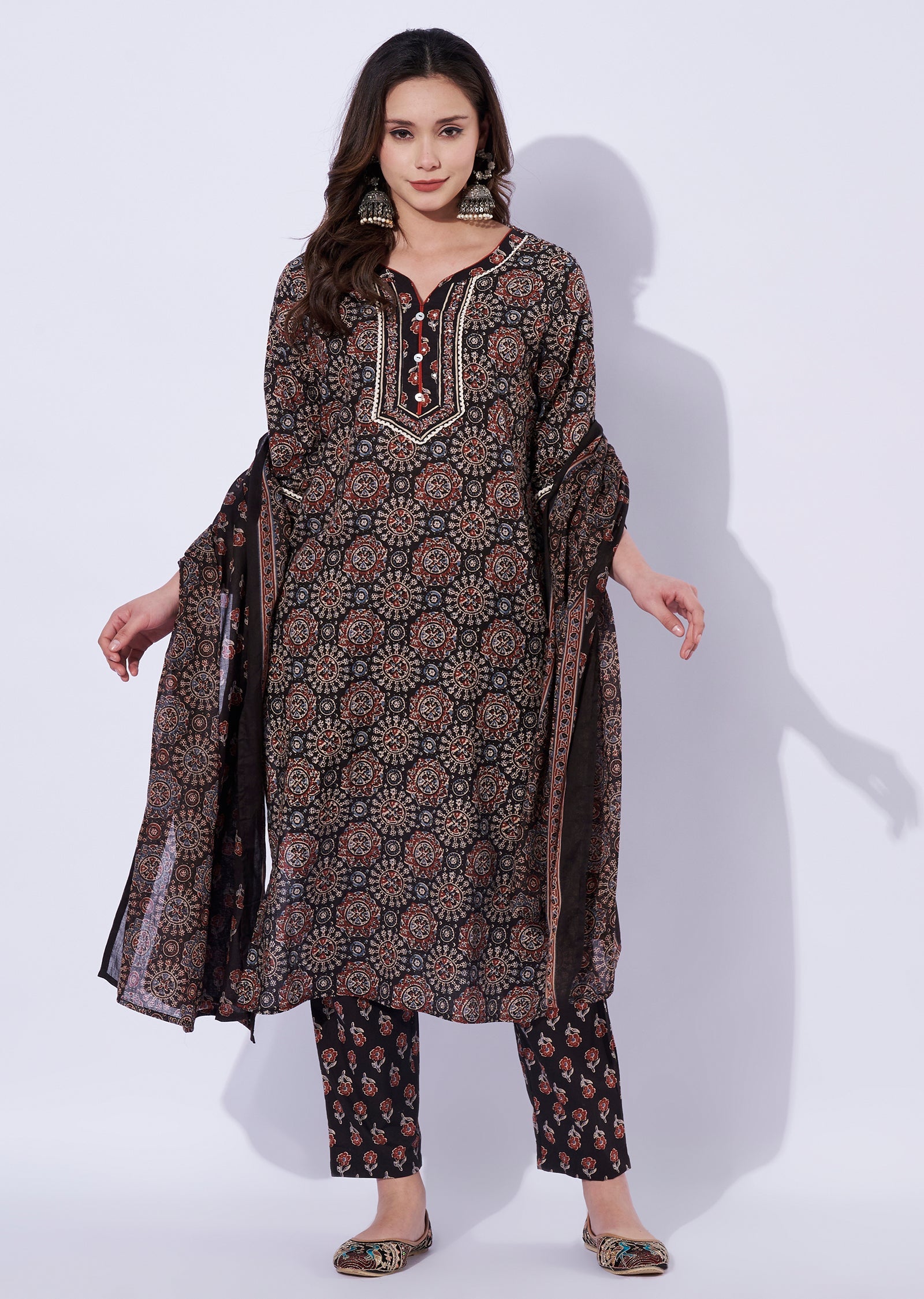 Black Cotton Straight Cut Suit