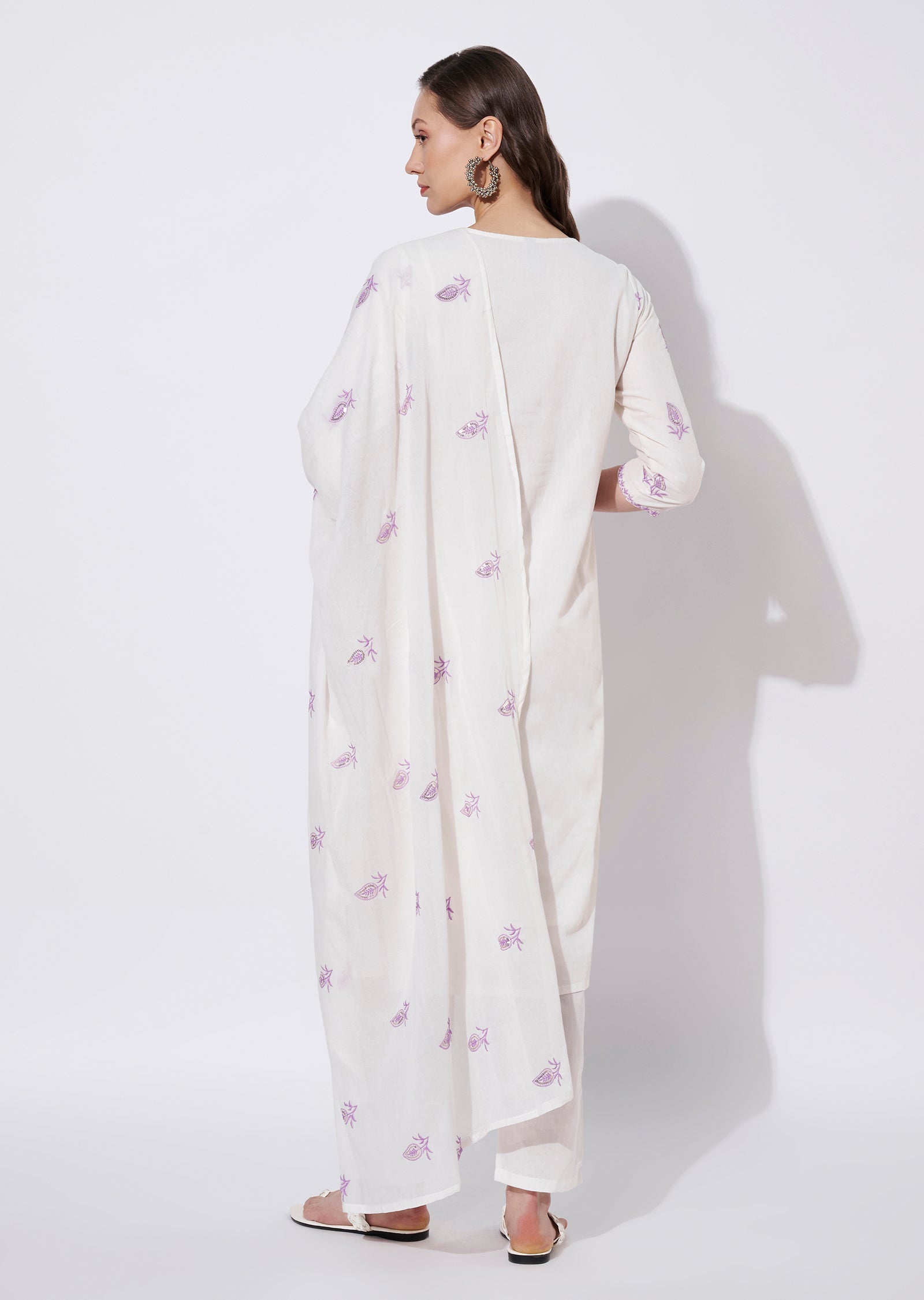 Cream Cotton Straight cut suit