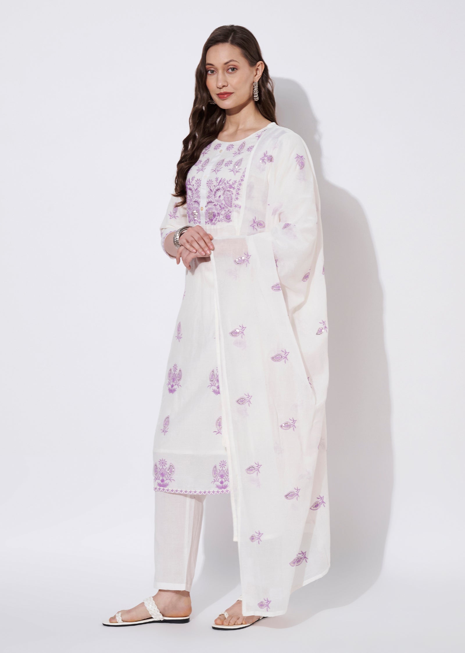 Cream Cotton Straight cut suit