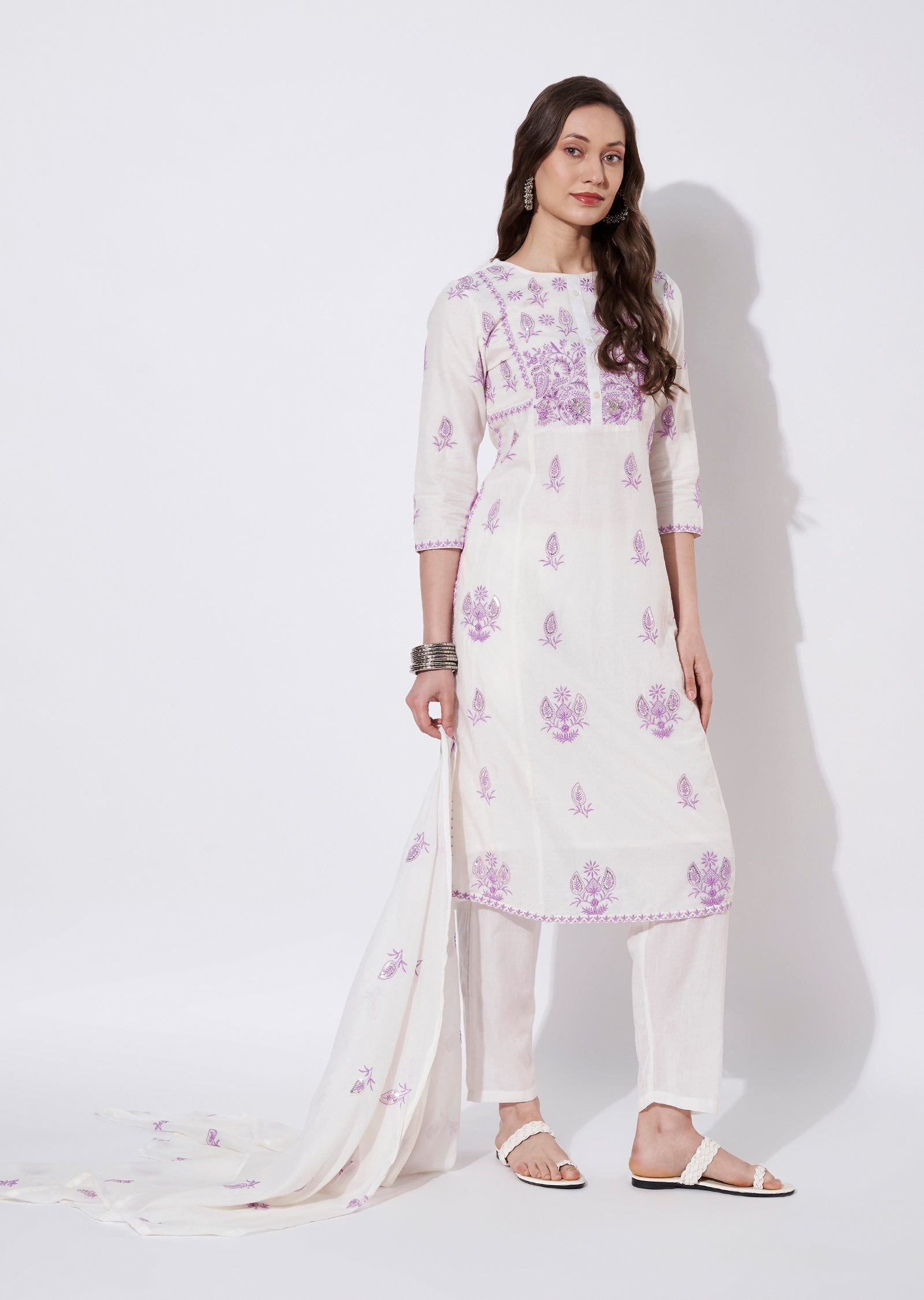 Cream Cotton Straight cut suit