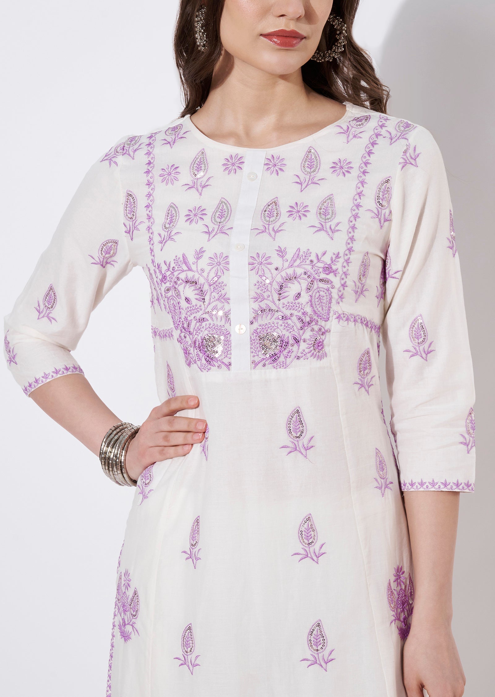 Cream Cotton Straight cut suit