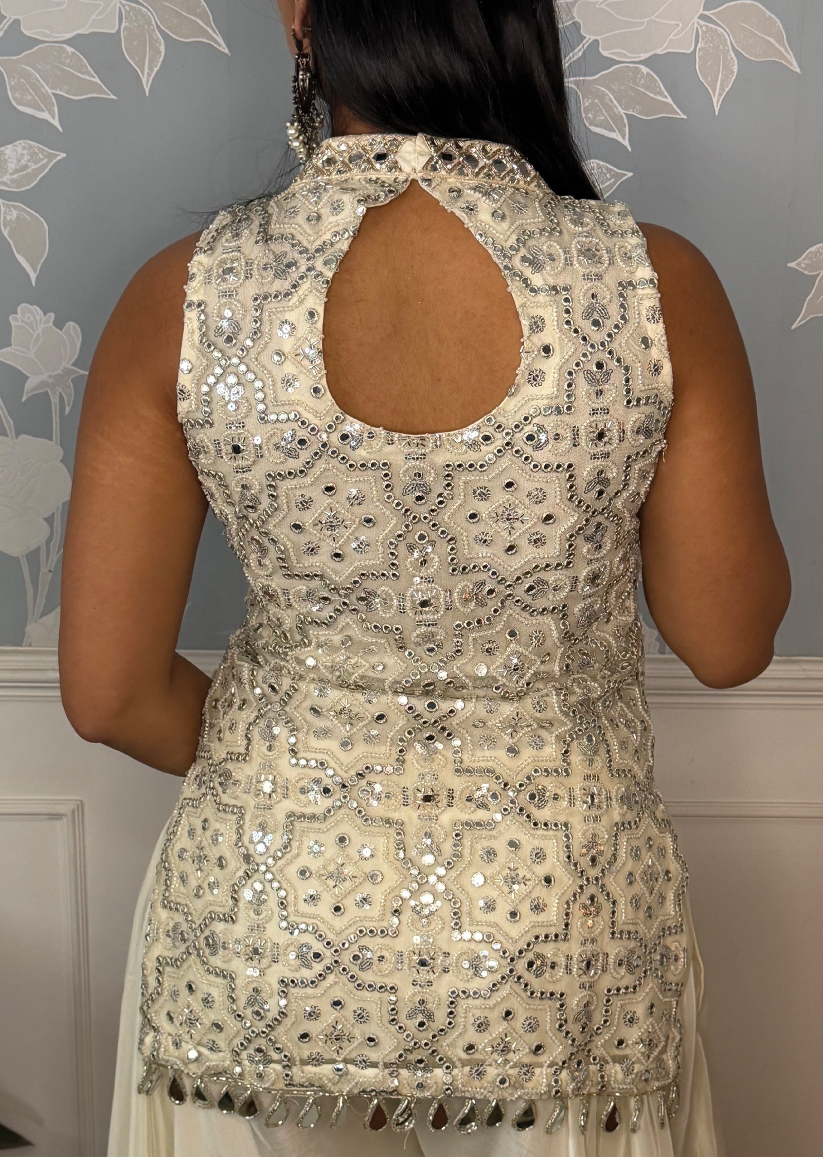 White Net Sharara Set