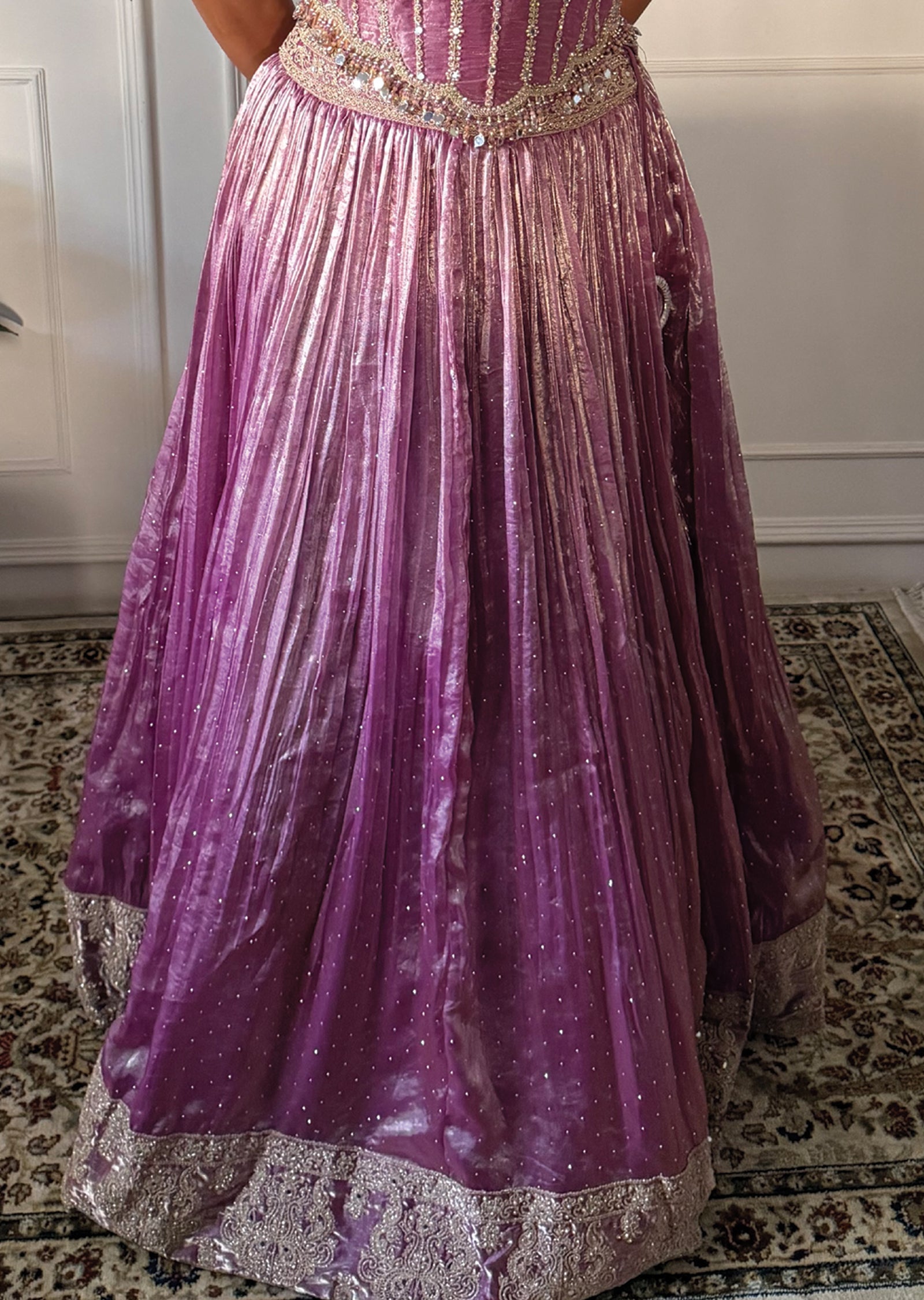 Lavender Tissue Corset Lehenga