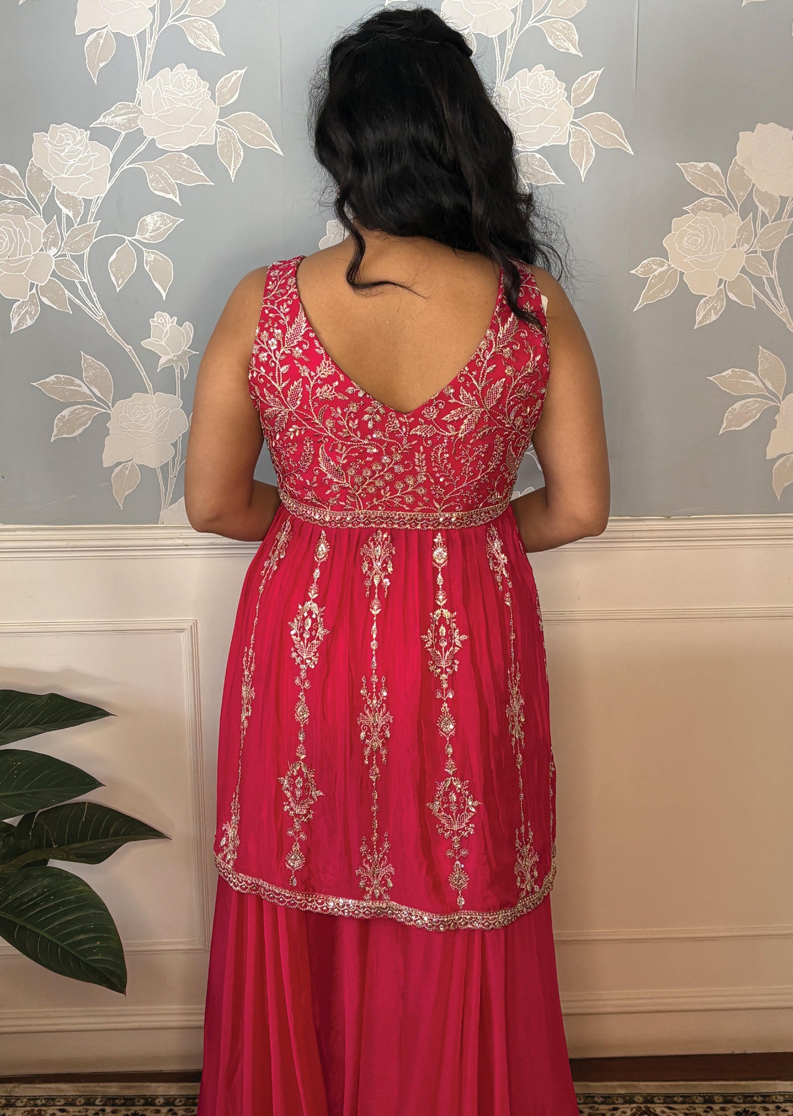 Pink Chinnon Sharara Set