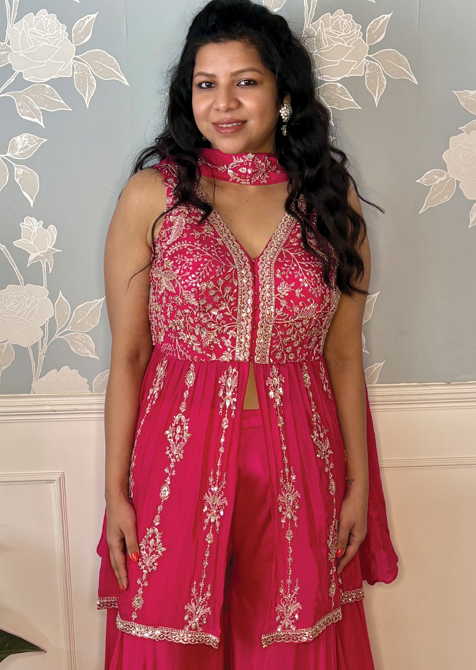 Pink Chinnon Sharara Set